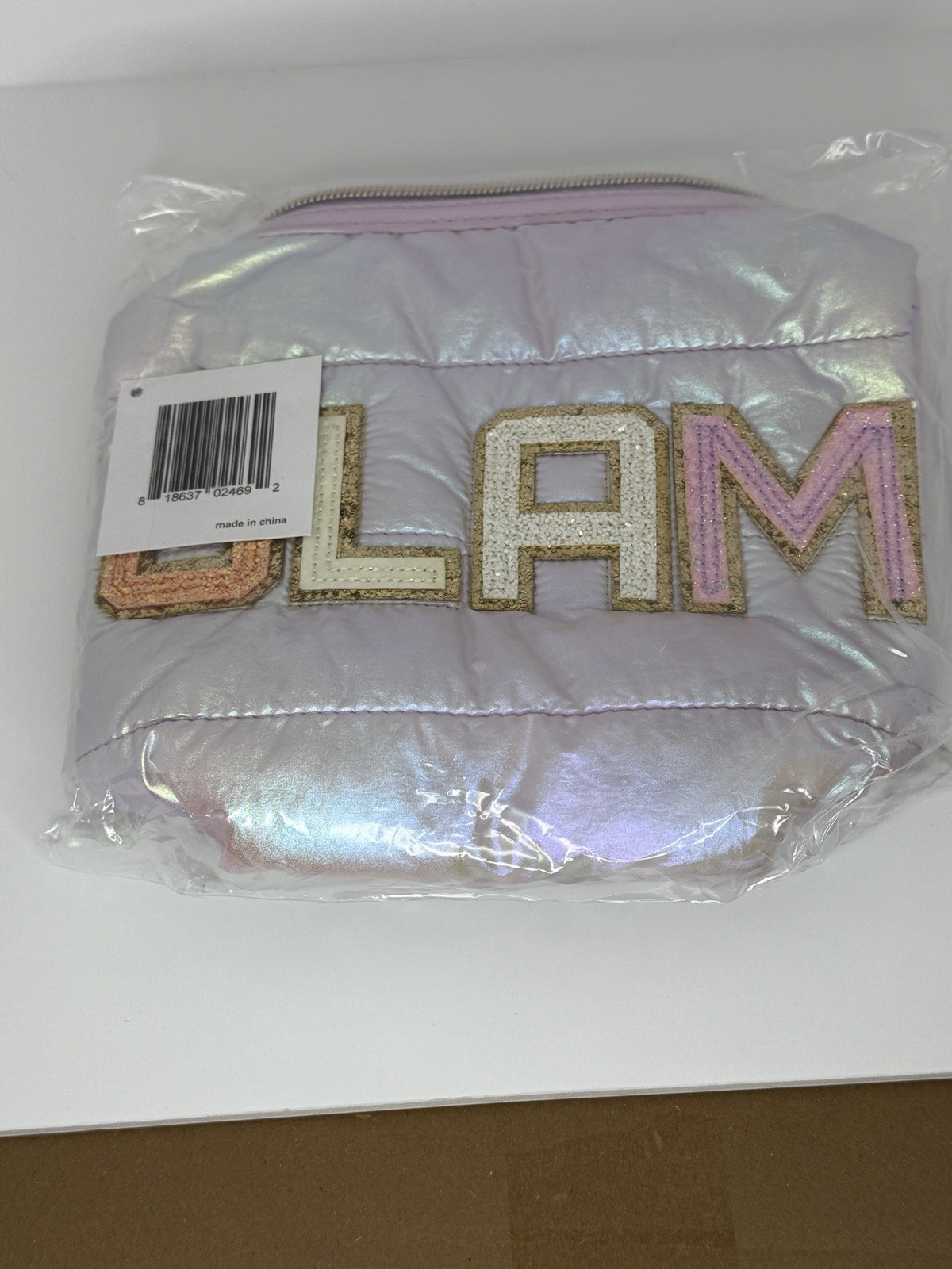 Macy\'s GLAM Iridescent Cosmetic Makeup Bag Pink Purple Gold Irradescent NEW