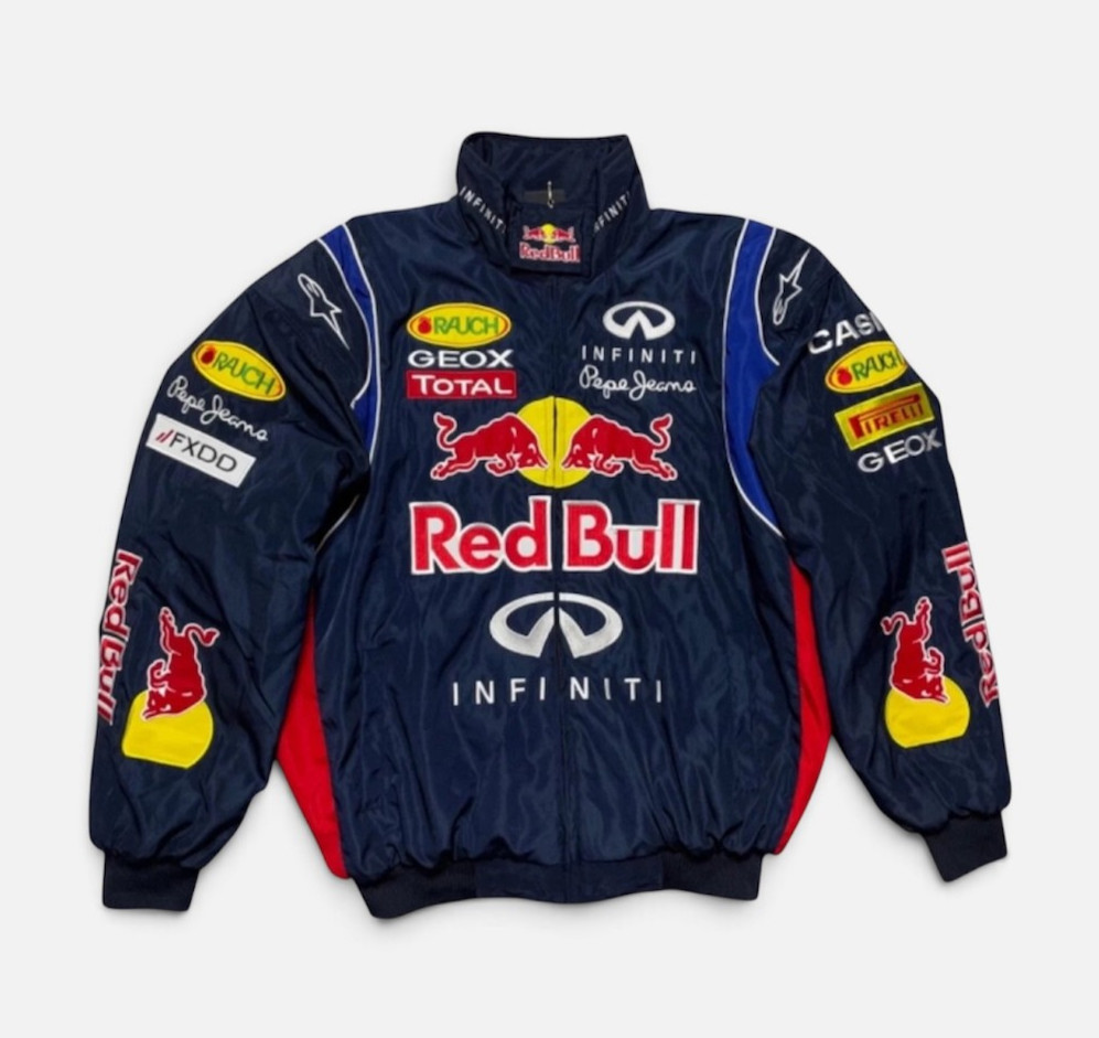 Adult F1 Vintage Racing Ebroidered Cotton Padded Red Bull Jacket Adult F1 Vintage Racing Ebroidered Cotton Padded Red Bull Jacket