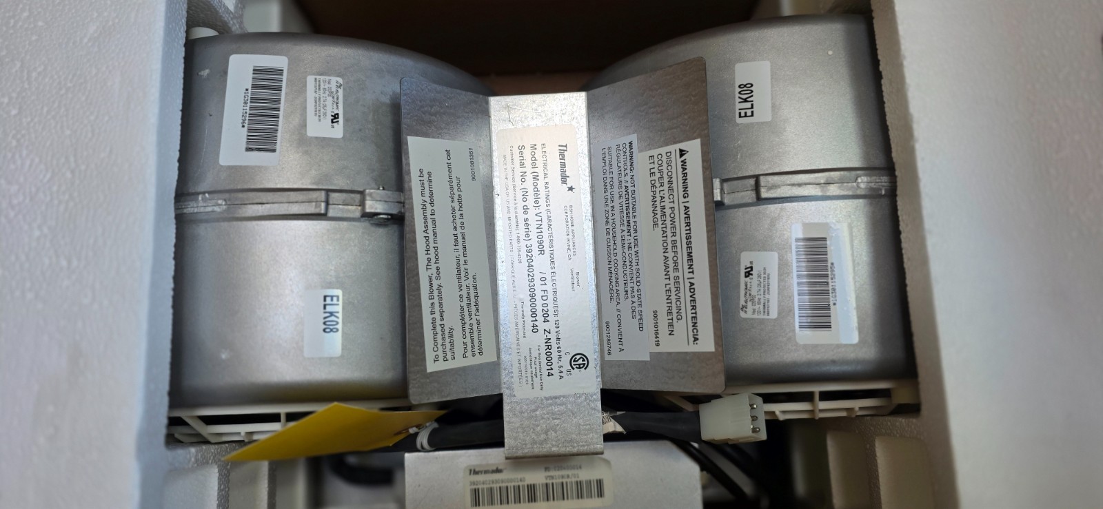 THERMADOR 1000cfm INTERNAL BLOWER VTN1090R FOR HOOD VENTS THERMADOR 1000cfm INTERNAL BLOWER VTN1090R FOR HOOD VENTS