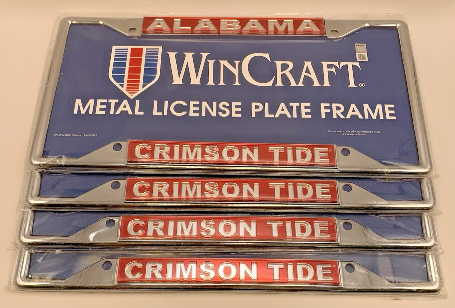 Lot of 4 Alabama Crimson Tide Red Chrome Silver Metal License Plate Frame New Lot of 4 Alabama Crimson Tide Red Chrome Silver Metal License Plate Frame New