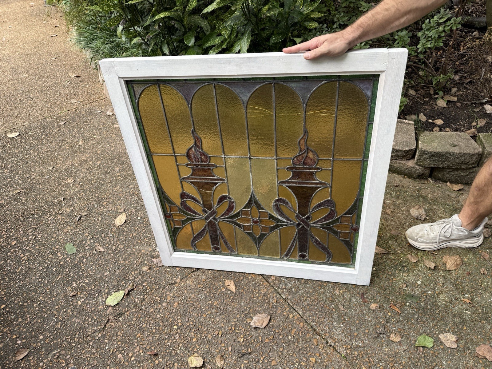 36 By 36 Stunning Handcraft stained glass panel - Slightly Cracked 1820 Salvage