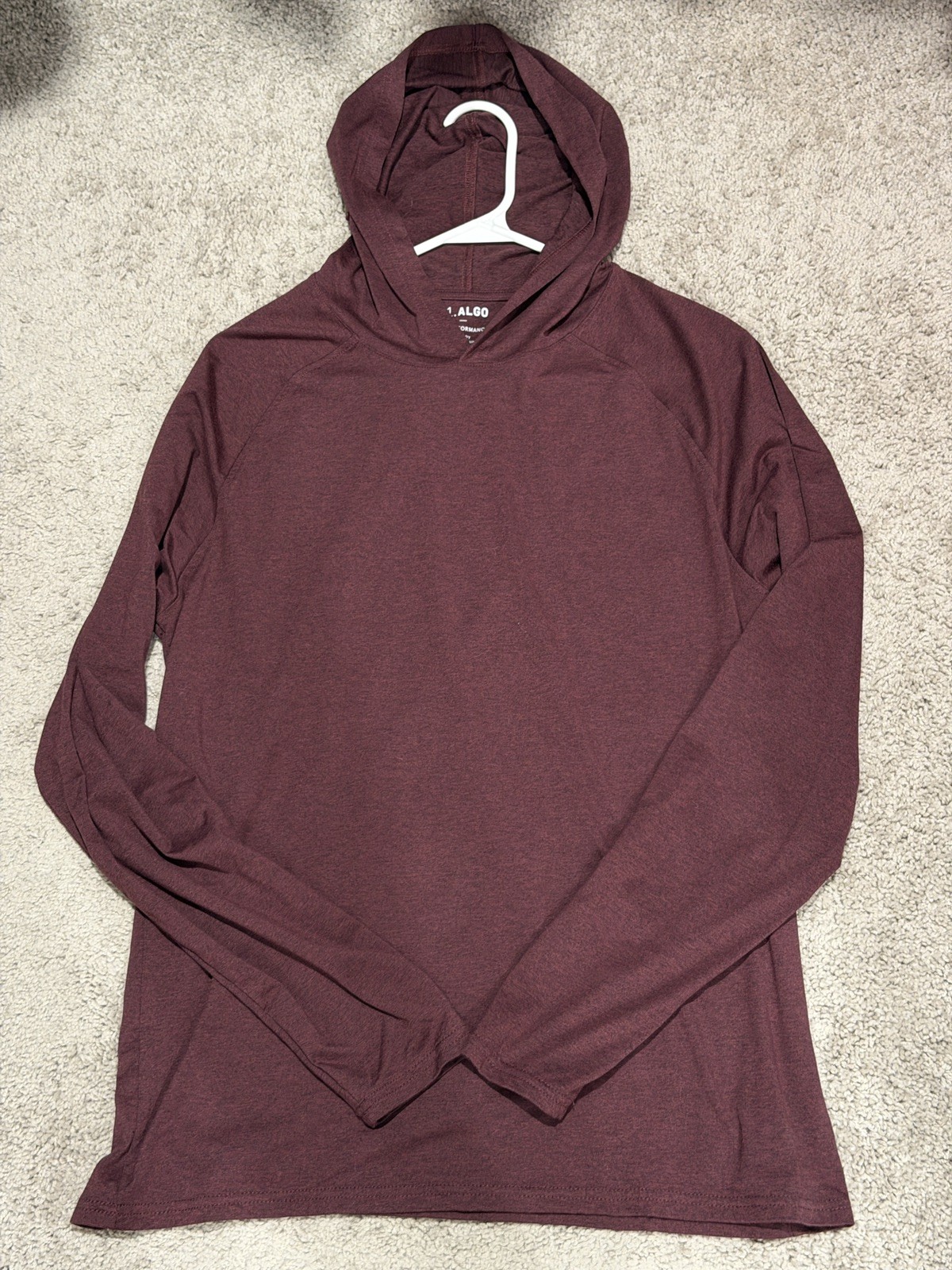 01. ALGO Men\'s Burgundy Knit Pullover Hoodie Long Sleeve Polyester Blend M