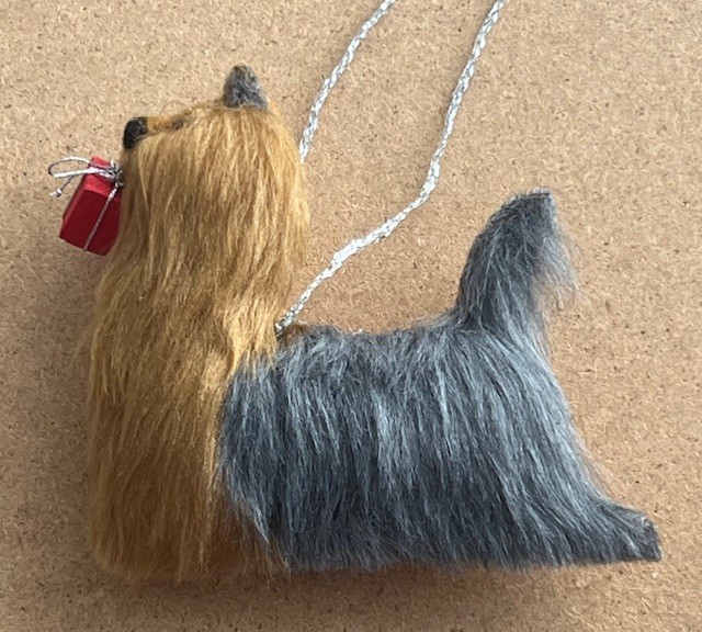 YORKSHIRE TERRIER  with CHRISTMAS GIFT BOX - Part Needle Felted DOG
