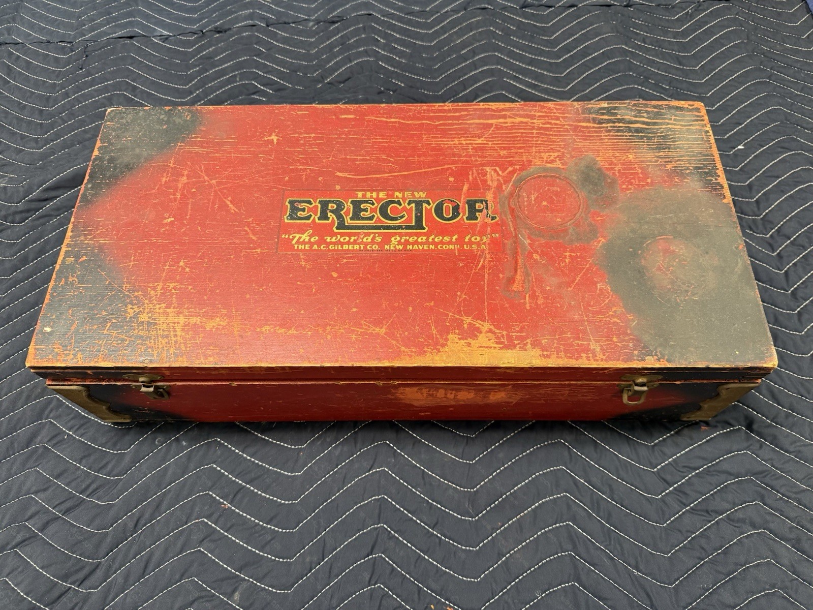 1929 Gilbert Erector set No. 7 1/2 w/manual, wood box, Many Parts 1929 Gilbert Erector set No. 7 1/2 w/manual, wood box, Many Parts