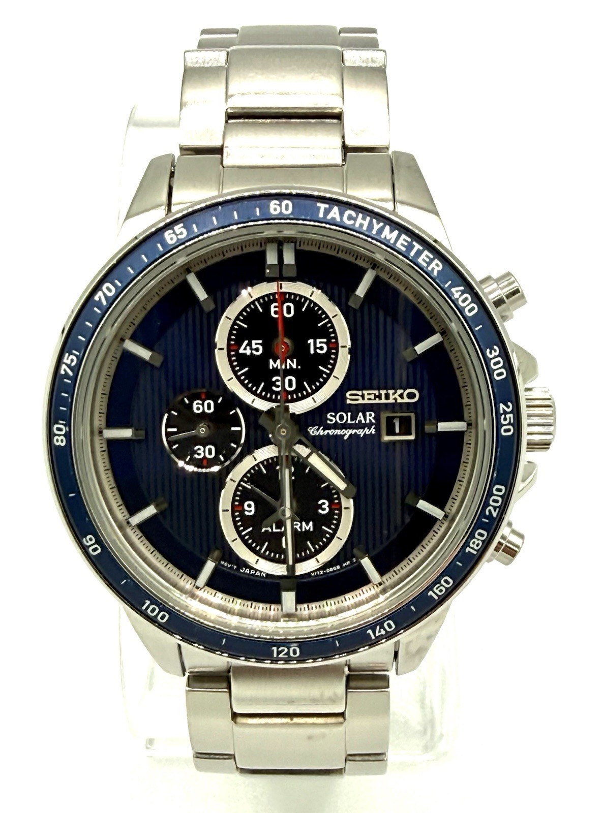 Original Seiko Solar Chronograph SSC431 Blue Dial Alarm Watch - Awesome Watch
