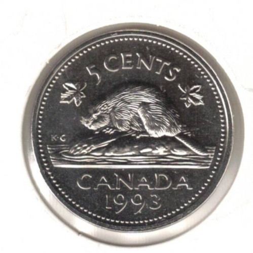 1993 Canadian Flawless Proof Like Elizabeth II & Beaver Five Cent Coin 1993 Canadian Flawless Proof Like Elizabeth II & Beaver Five Cent Coin