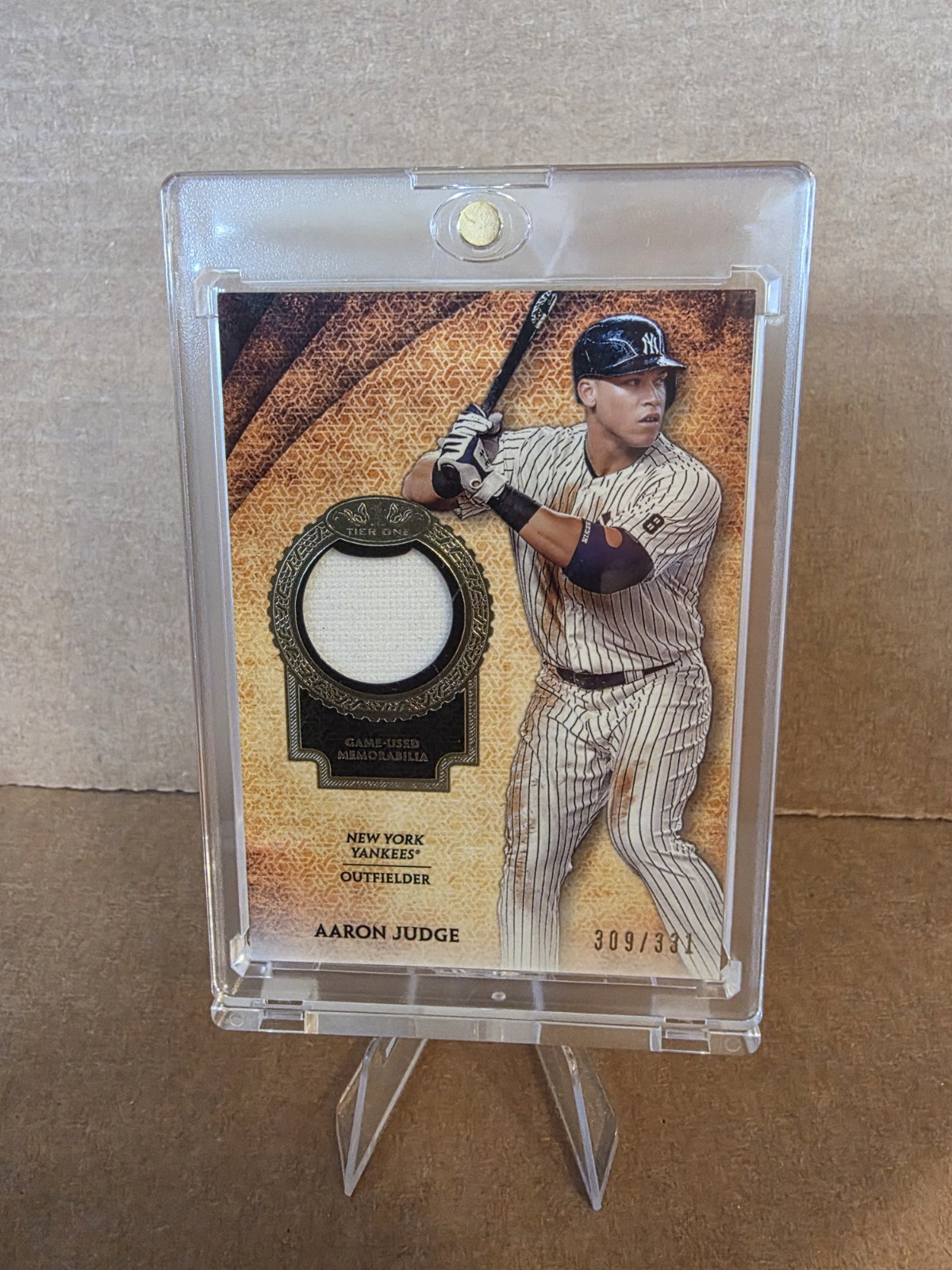 2017 TOPPS TIER ONE AARON JUDGE RC #TIR-AJ GAME USED MEM RELIC #\'D 309/331 MINT