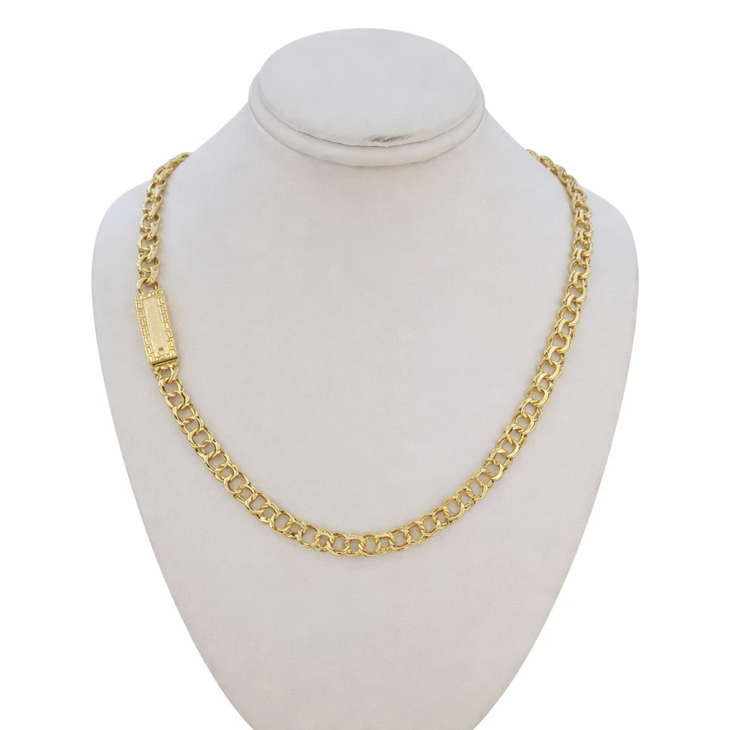 Real 10K Solid Yellow Gold Chino ID Link Chain Necklace 6mm 18\
