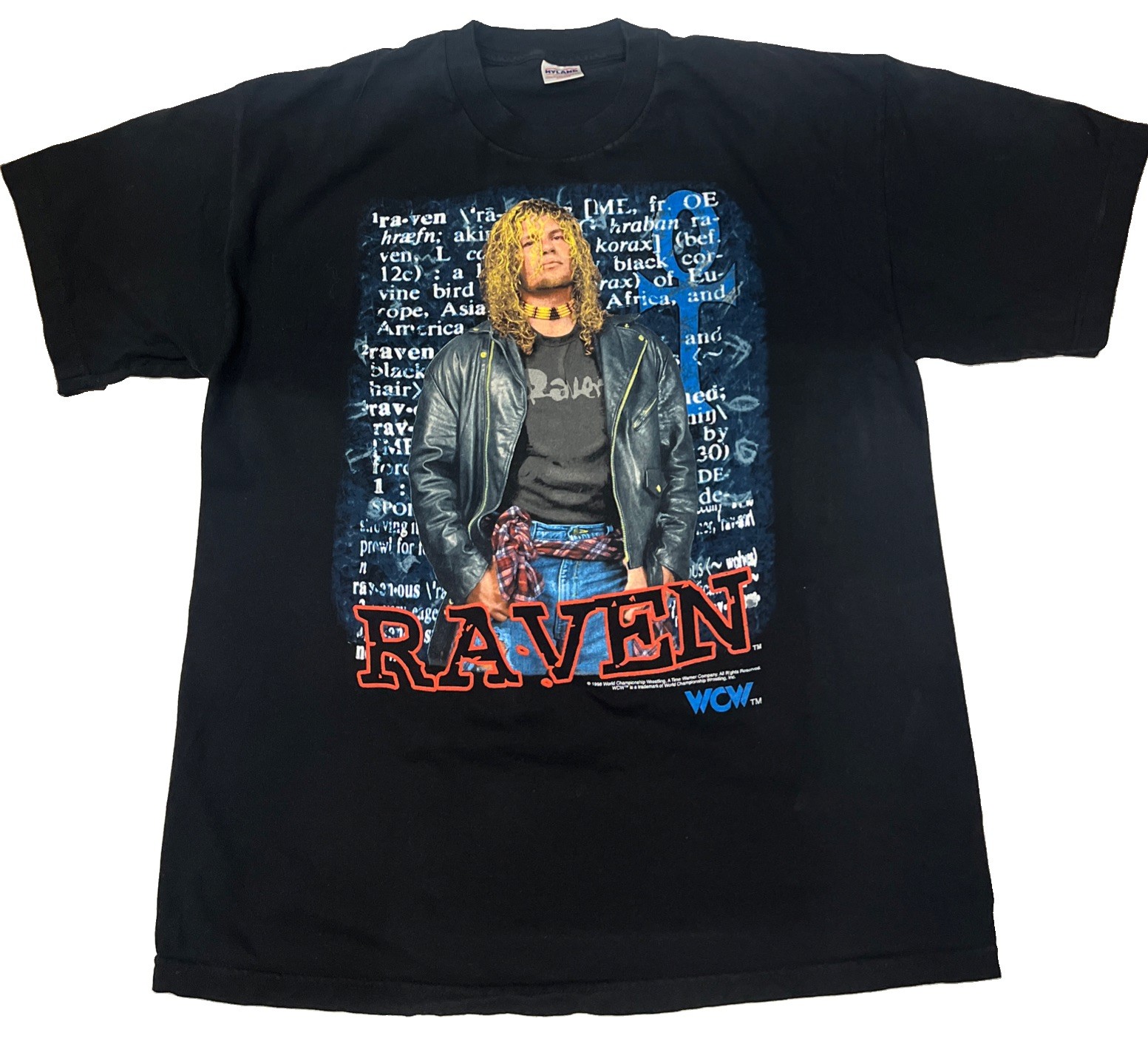 Vintage 1998 WCW RAVEN Hyland Tag Mexico Xl 90’s Vintage 1998 WCW RAVEN Hyland Tag Mexico Xl 90’s