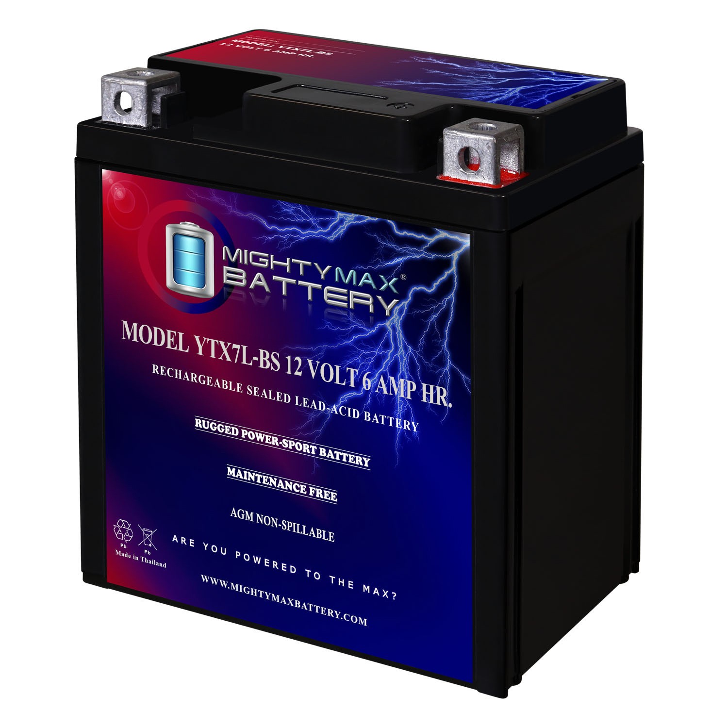 Mighty Max YTX7L-BS Battery for Honda Yamaha Kawasaki Motorcycle ATV Battery