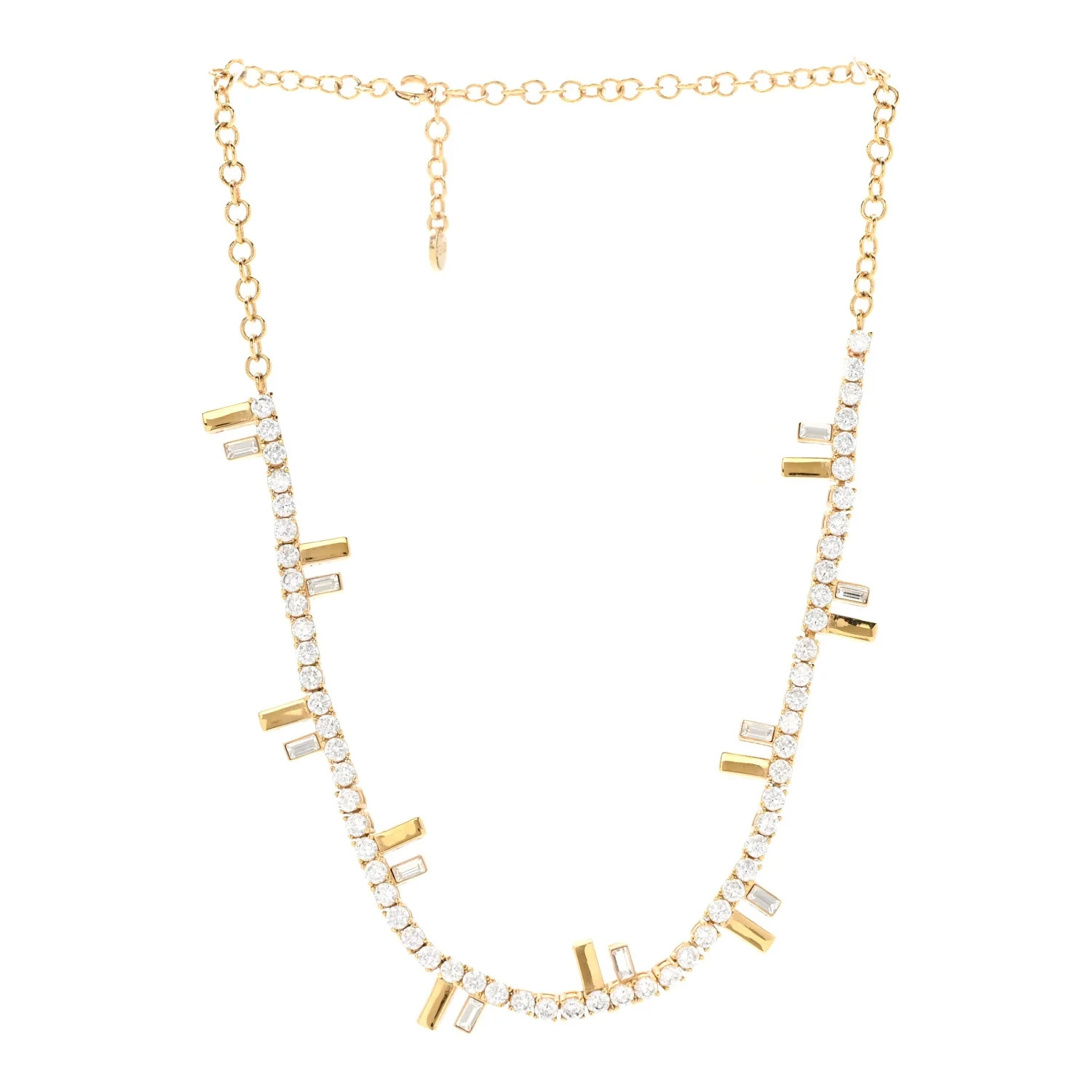 Fendi Metal Crystal Fendi First Necklace Gold