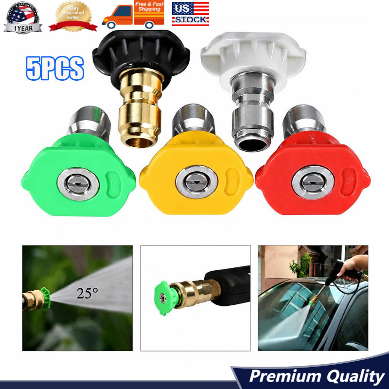 5Pcs Pressure Washer Spray Tips Nozzles High Power Kit Quick Connect 1/4\