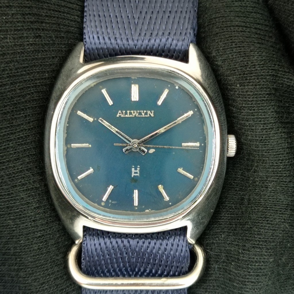 VINTAGE ALLWYN HAND-WINDING 6300A INDIA MENS ORIGINAL DIAL WATCH a3213-U