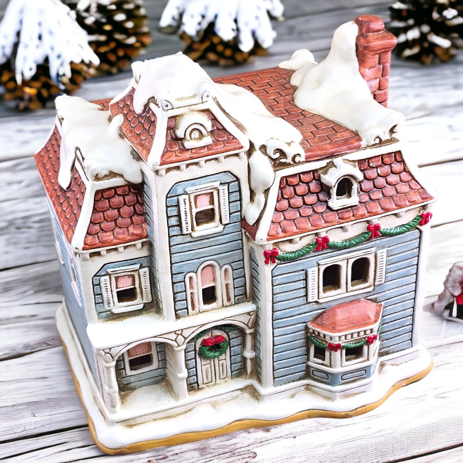 VTG Lefton Colonial Christmas Village Nob Hill Lighted Porcelain 7337 Byron Wood