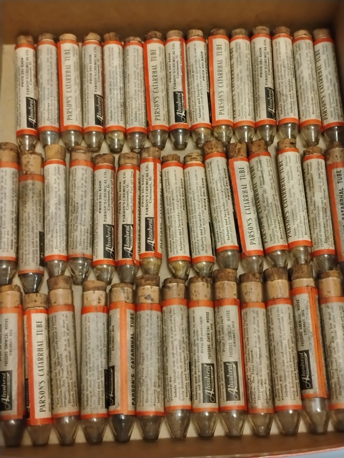 ANTIQUE 1906 QUACK MEDICINE PARSONS CATARRHAL 44 TUBES INHALERS CINCINNATI OH ANTIQUE 1906 QUACK MEDICINE PARSONS CATARRHAL 44 TUBES INHALERS CINCINNATI OH