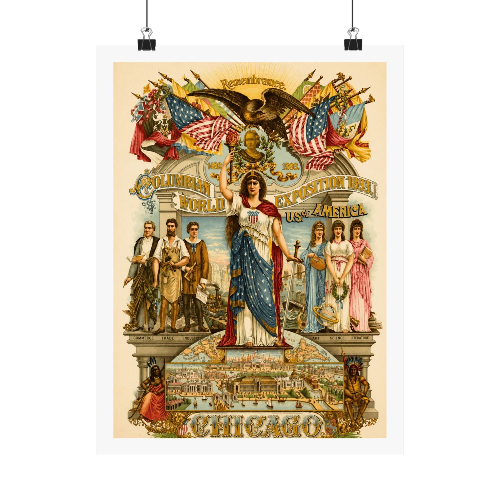 Vintage Chicago Worlds Fair Poster: 1893 Columbian Exposition (Giclee Print)