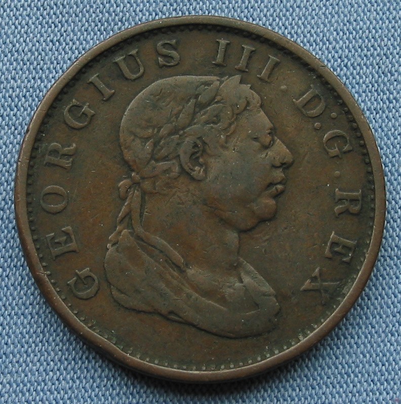 1813 1 Stiver Coin UK Britain Guyana Essequebo & Demarary Token George III 1813 1 Stiver Coin UK Britain Guyana Essequebo & Demarary Token George III