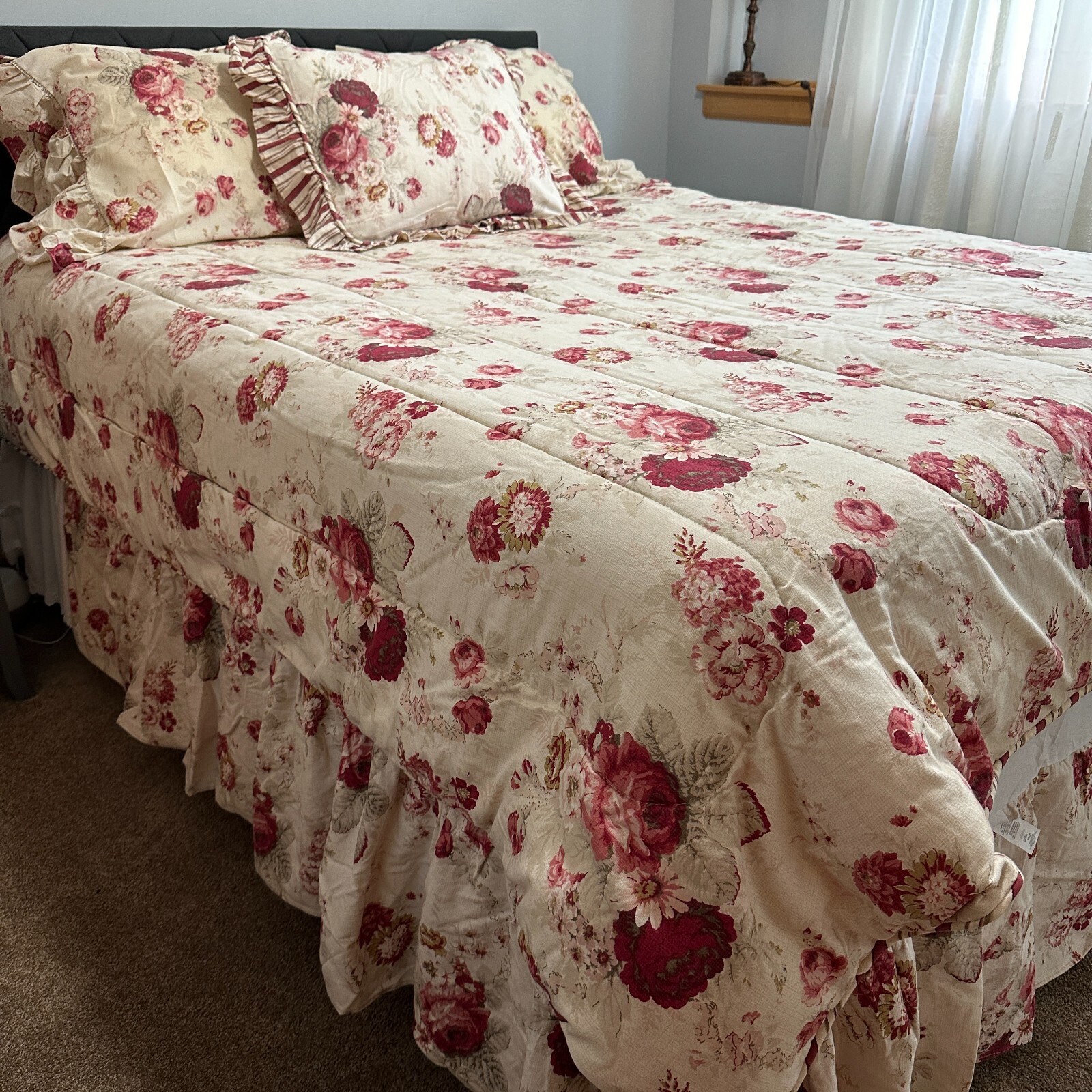 Waverly Garden Room Vintage Rose Norfolk Rose Comforter Bed Set Full Size