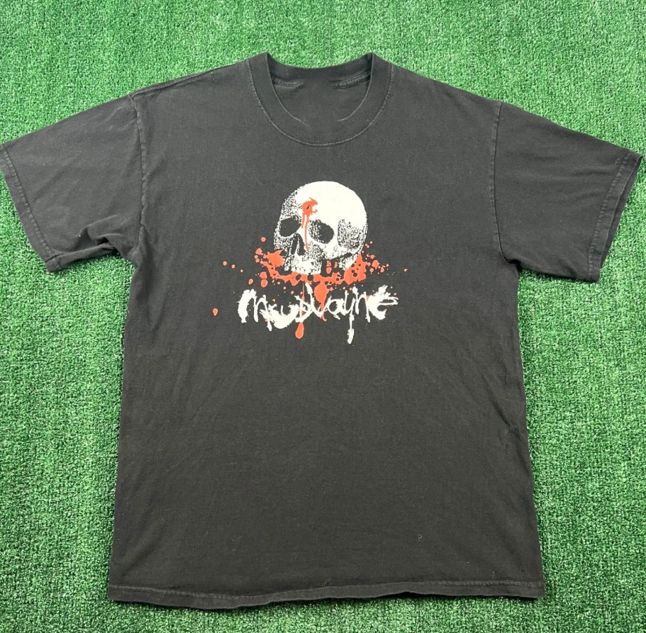 New VINTAGE Mudvayne T-Shirt Mens Black Skull Graphic Happy Halloween