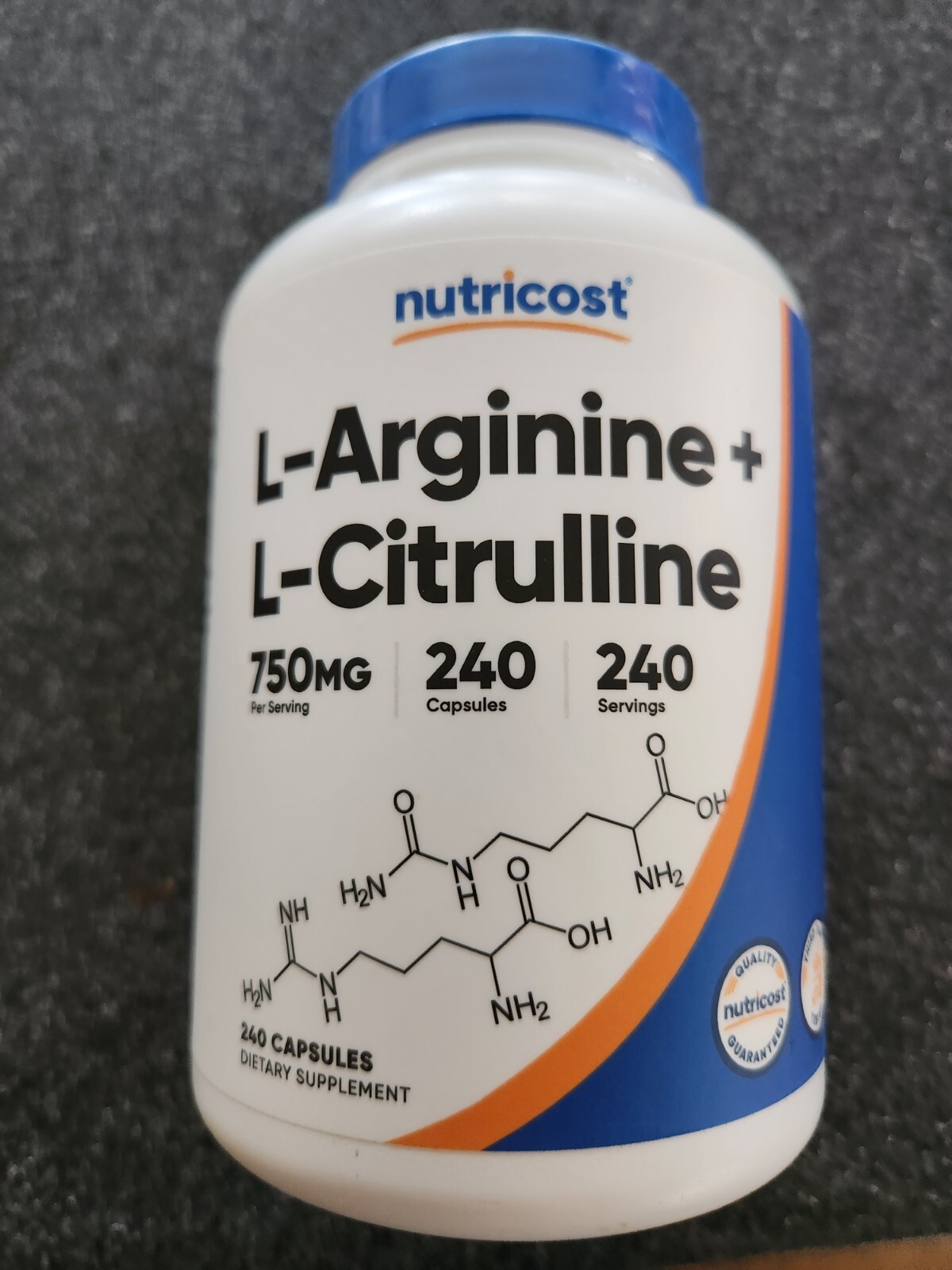 L-Arginine L-Citrulline 750mg, 240 Capsules - Non-GMO 1500mg per 2 Nutricost L-Arginine L-Citrulline 750mg, 240 Capsules - Non-GMO 1500mg per 2 Nutricost