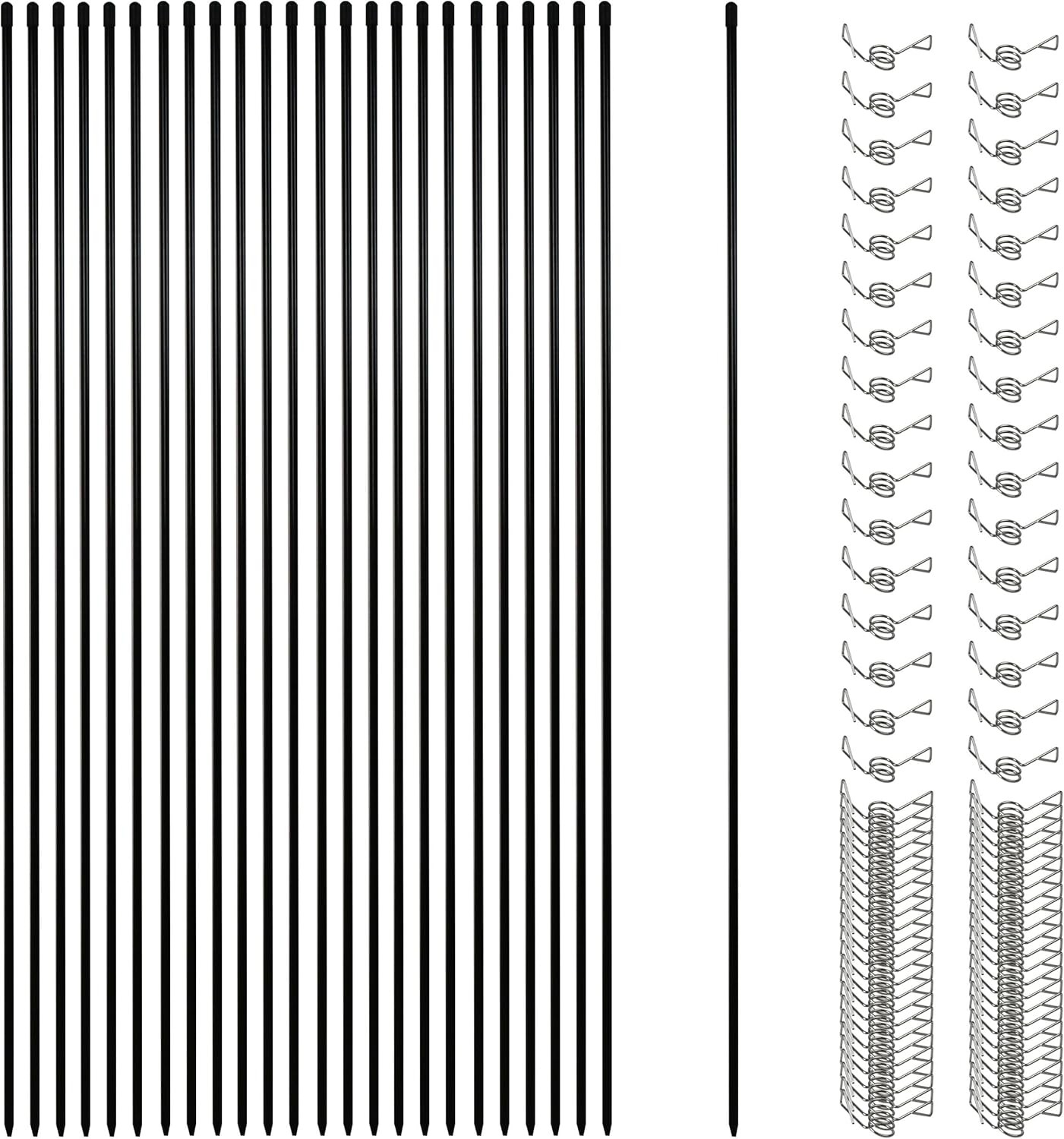 45.3 Inch 25 Pcs Fiberglass Electric Fence Posts with 100 Pcs Metal Loops, Temp 45.3 Inch 25 Pcs Fiberglass Electric Fence Posts with 100 Pcs Metal Loops, Temp