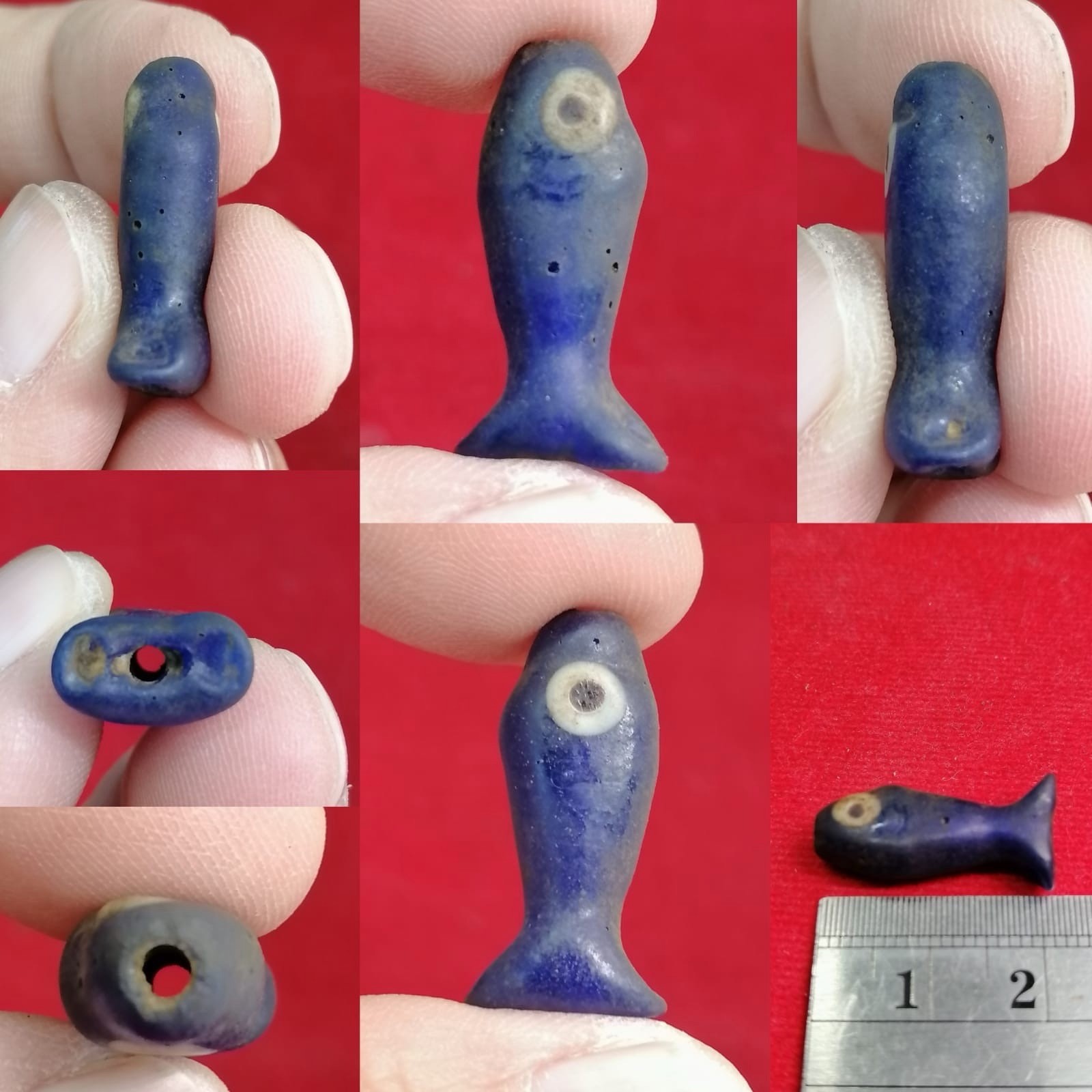 Old Beautiful Old Glass Fish Bead Amulet