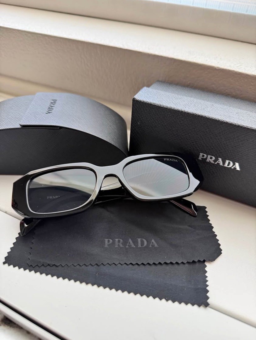Prada Black Silver Plastic Fashion Eyeglasses Large 54mm