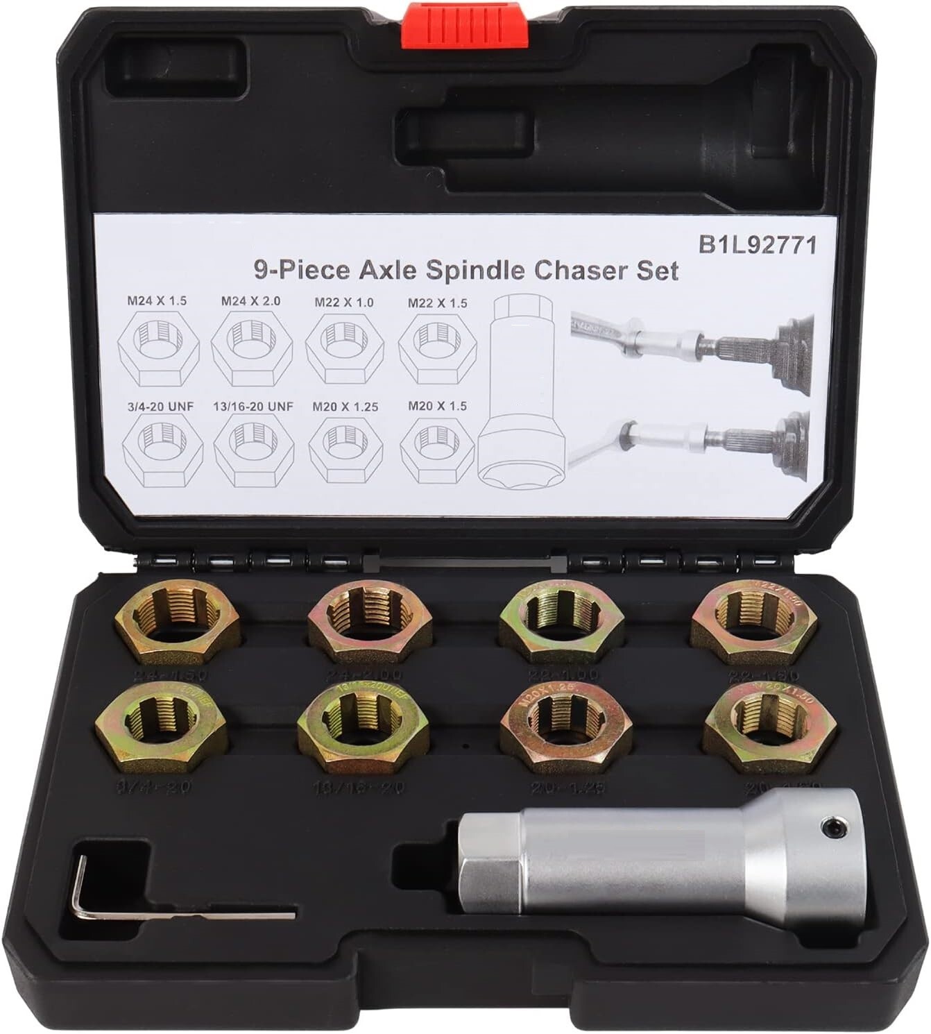 10-Piece Axle Spindle Thread Chaser Set, Thread Rethreading Restorer Tool Metric
