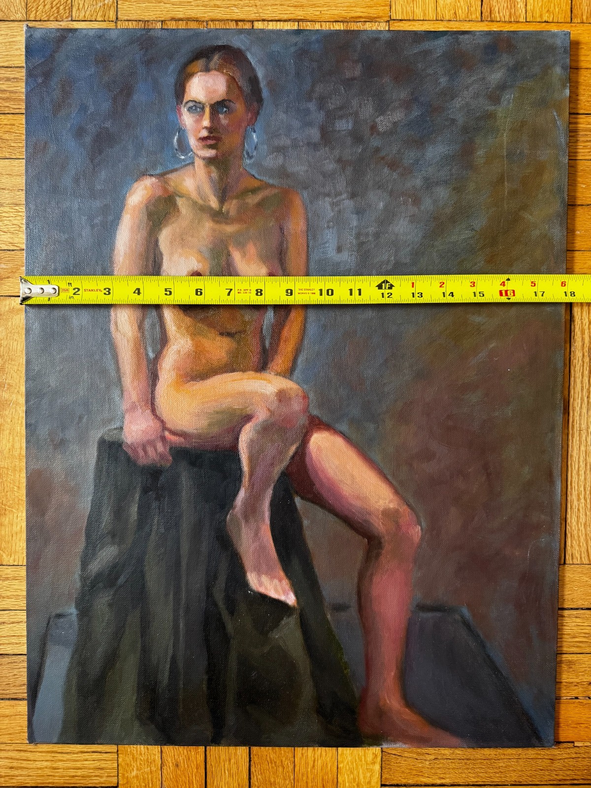 Vintage Painting Acrylic On Board Portrait Woman 18 x 24 Peter Feldman