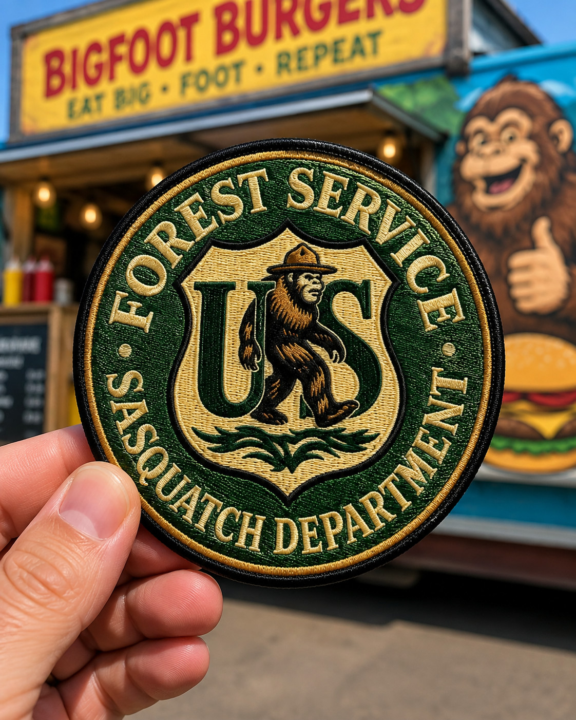 Embroidered Forest Service Sasquatch Department Patch, Bigfoot Lover Patch