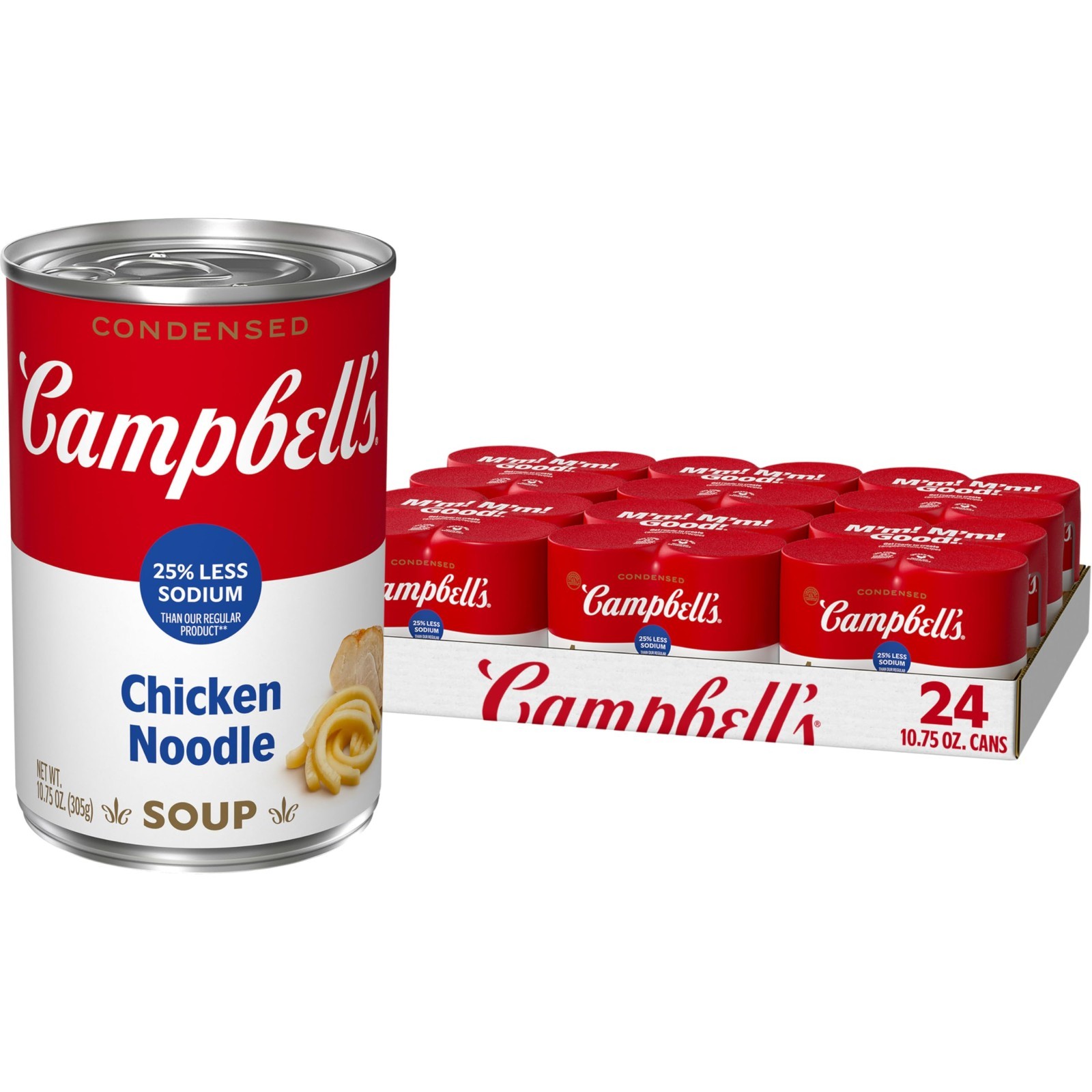 Campbell\'s Condensed Chicken Noodle Soup 25% Less Sodium 10.75 oz Cans 24 Pack