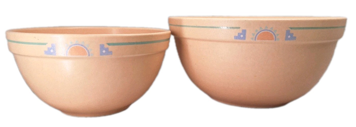 VTG TREASURE CRAFT SOUTHWEST 1.5 QT & 2.5 QT Nesting Mixing Bowls 2Pc Set 8\ VTG TREASURE CRAFT SOUTHWEST 1.5 QT & 2.5 QT Nesting Mixing Bowls 2Pc Set 8\
