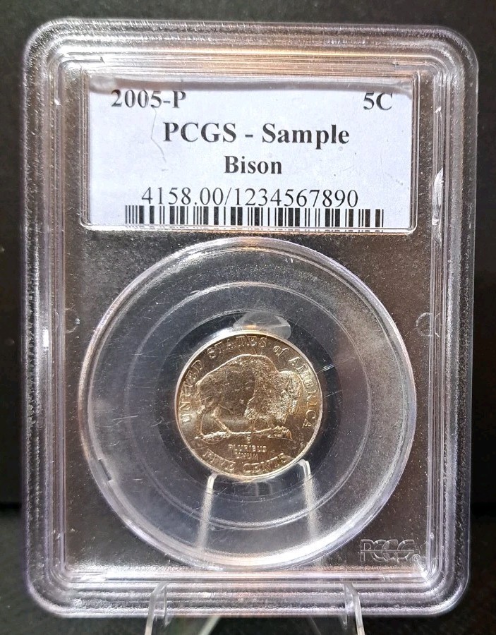 2005-P 5C Bison Jefferson Nickel In Rare PCGS Sample Casing 2005-P 5C Bison Jefferson Nickel In Rare PCGS Sample Casing