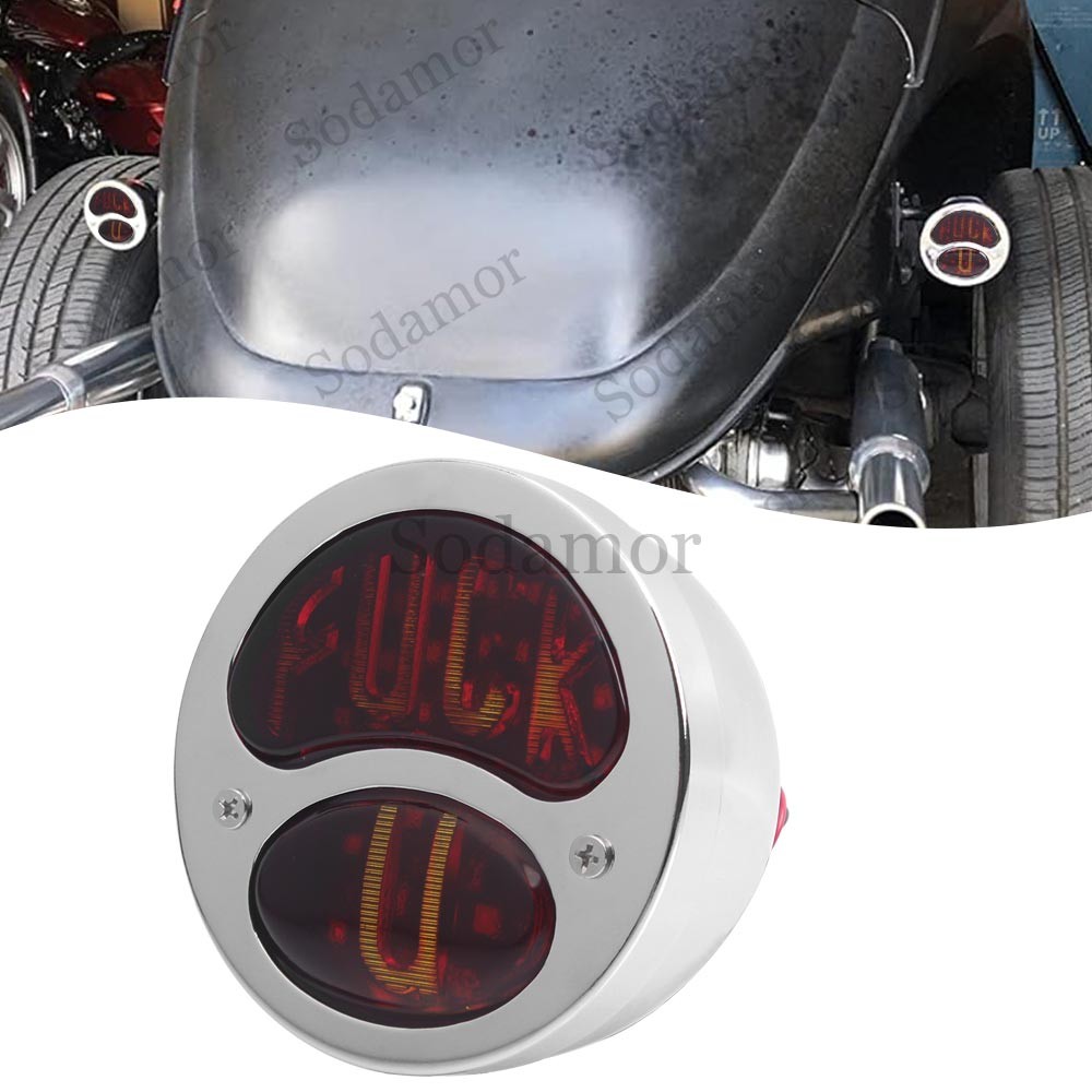 Chrome LED Tail Light Brake Running Lamp For Ford Model A Hot Rod Bobber Chopper