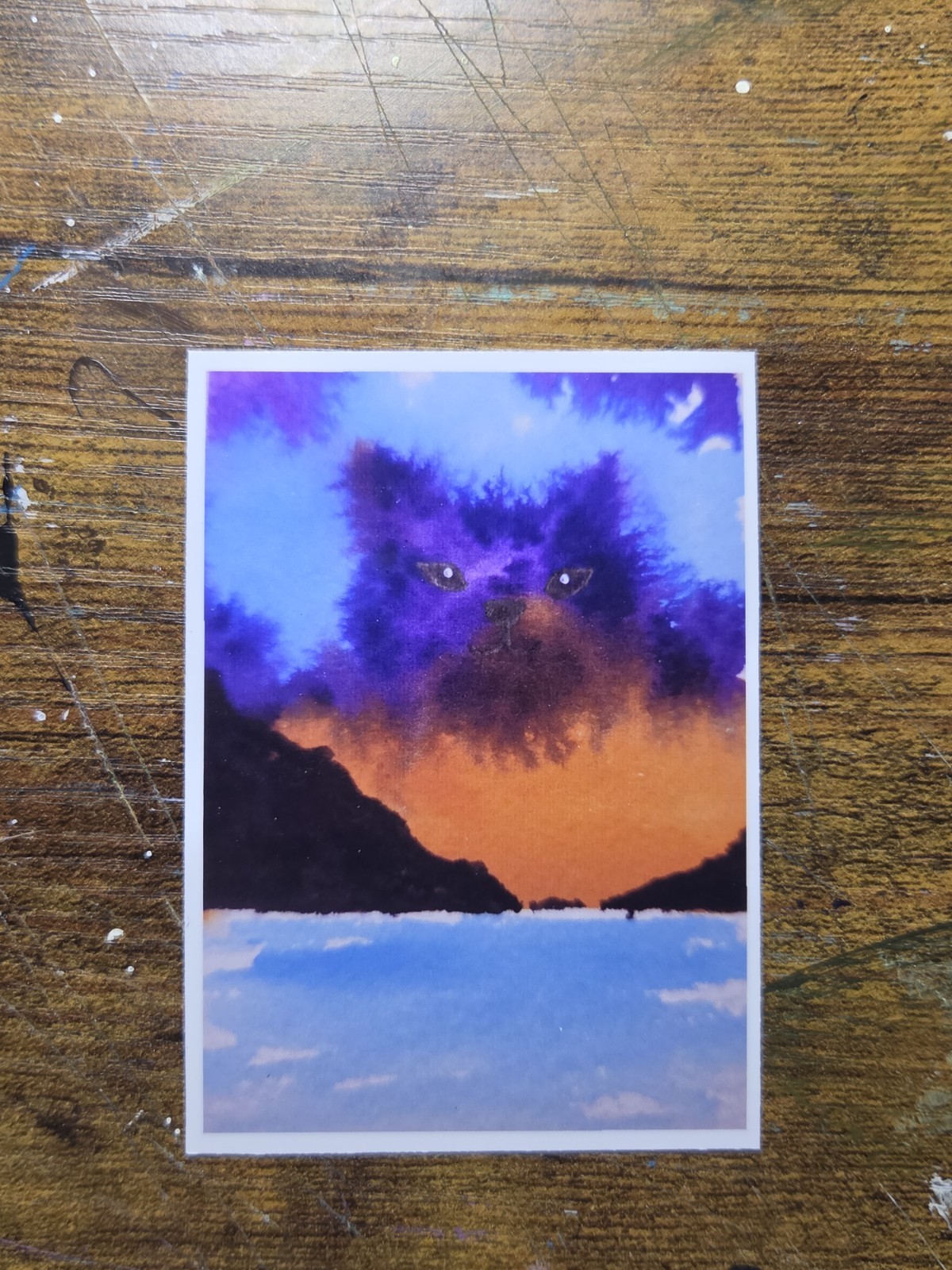 ACEO *Art Print Of an Original Watercolor Cat in the Clouds ACEO *Art Print Of an Original Watercolor Cat in the Clouds