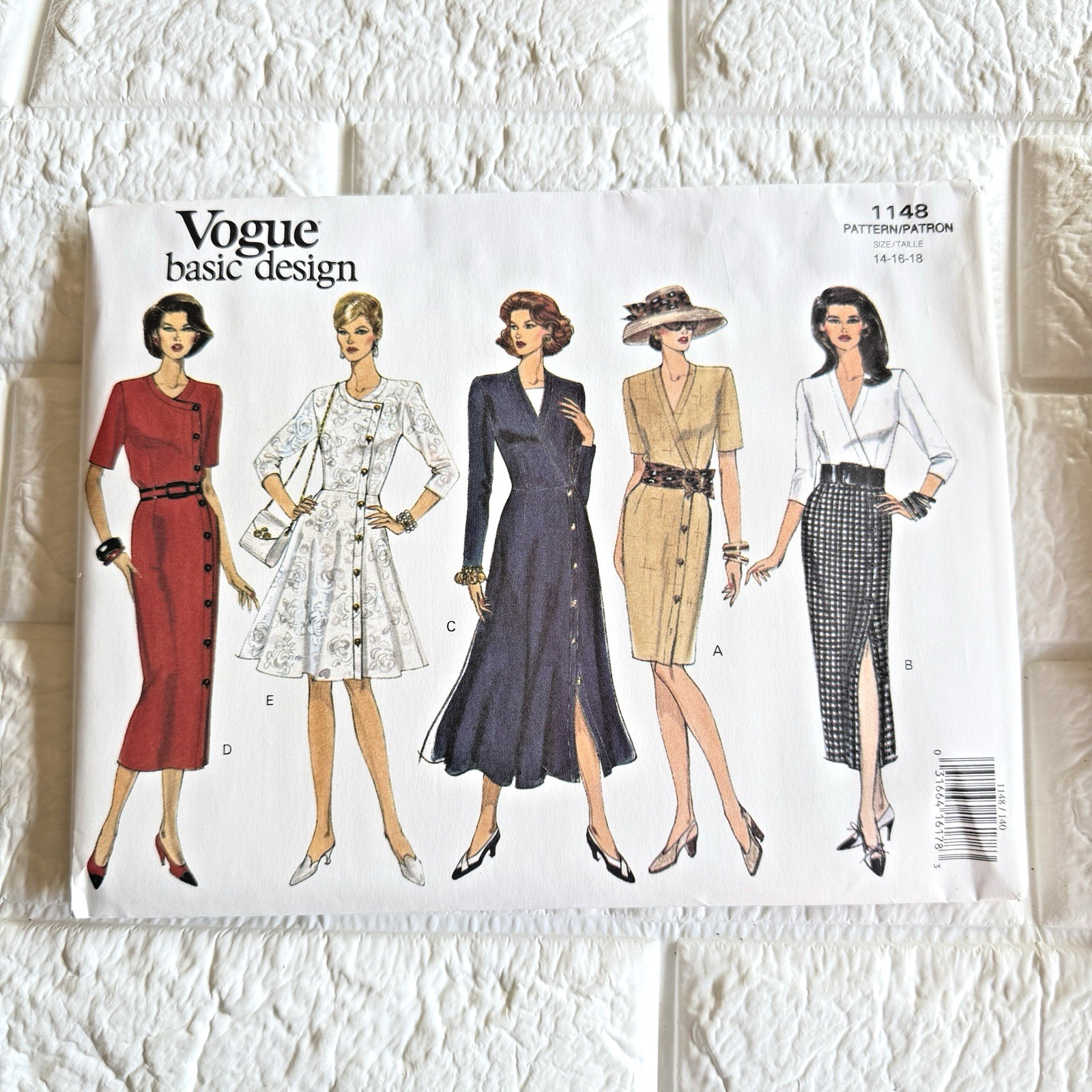 Vtg NEW Vogue 1148 Pattern 14 16 18 90s Wrap Dress Sewing Power Dressing UC FF