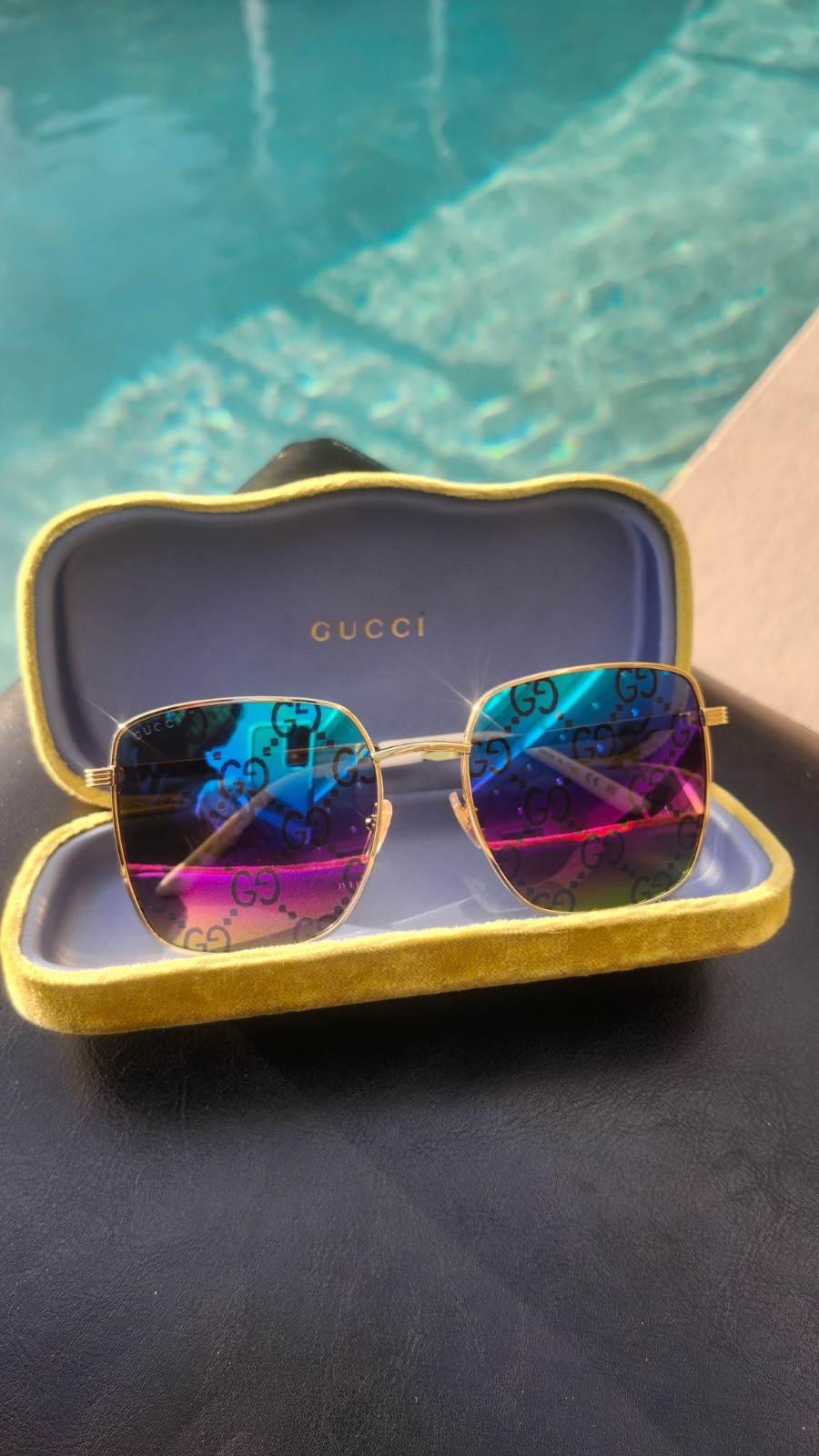 Gucci GG0802S Rainbow Holographic Monogram Sunglasses Gucci GG0802S Rainbow Holographic Monogram Sunglasses