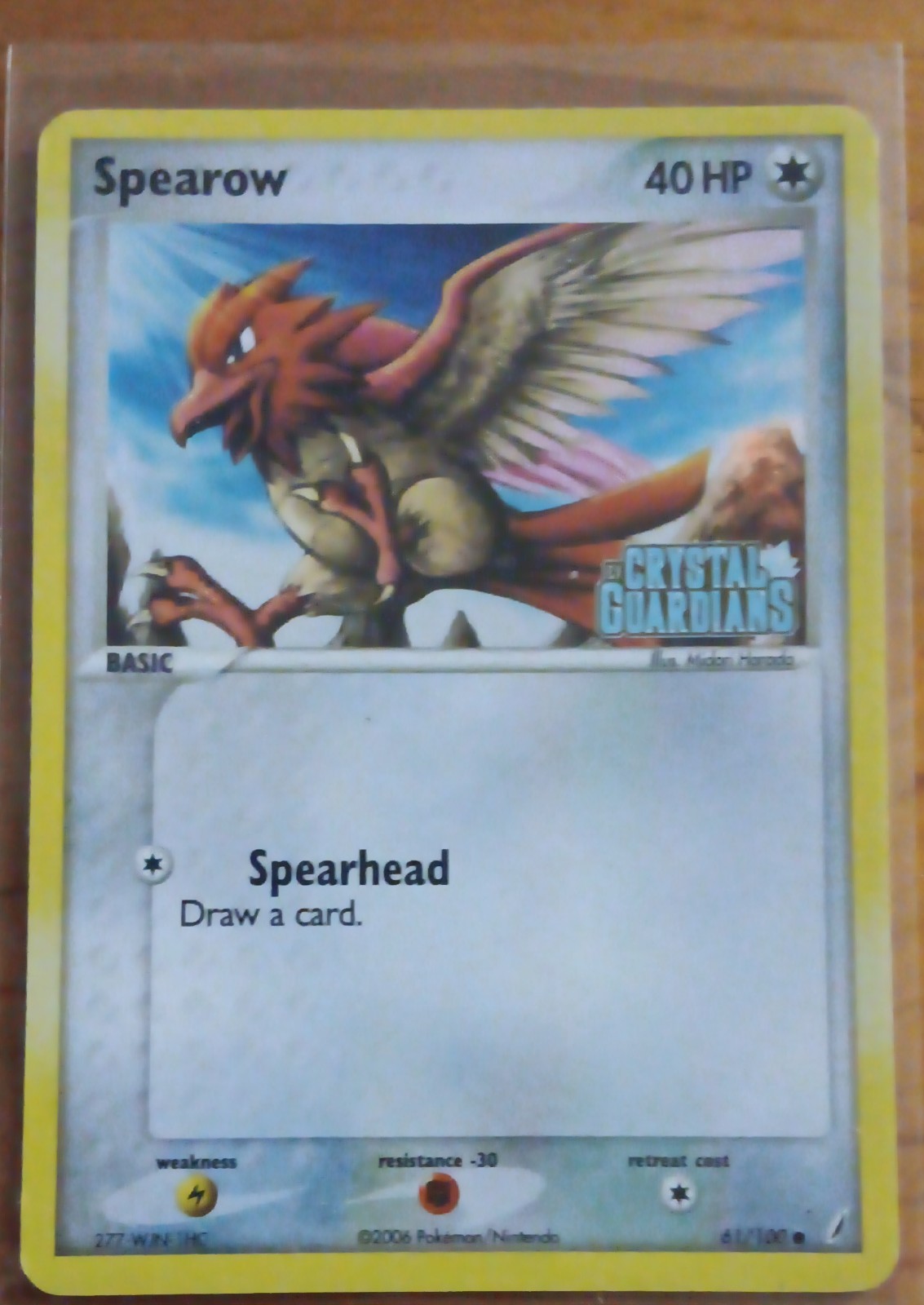 Spearow 61/100 EX Crystal Guardians Reverse Holo Spearow 61/100 EX Crystal Guardians Reverse Holo