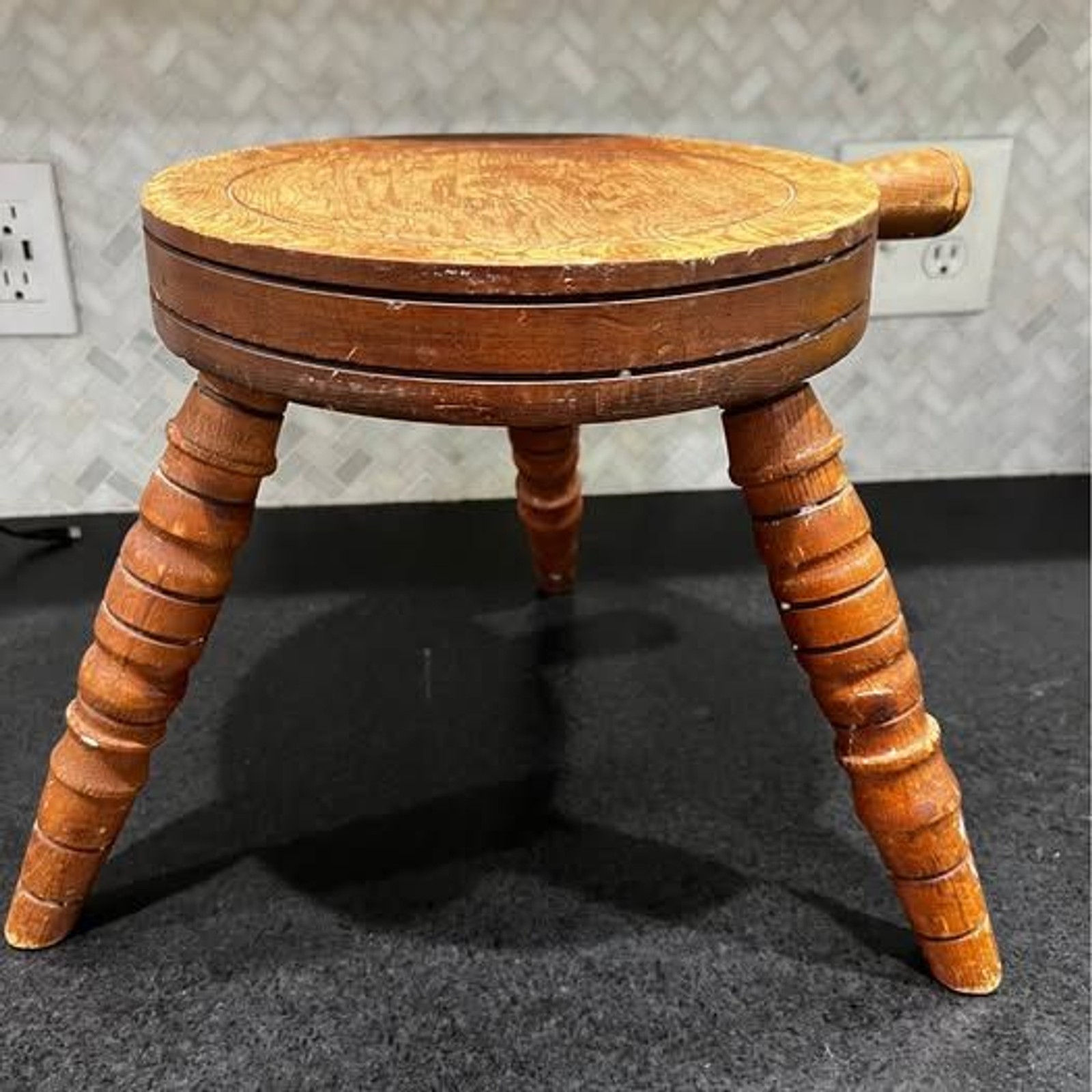 Vintage Wooden Three-Legged Milking Stool Vintage Wooden Three-Legged Milking Stool