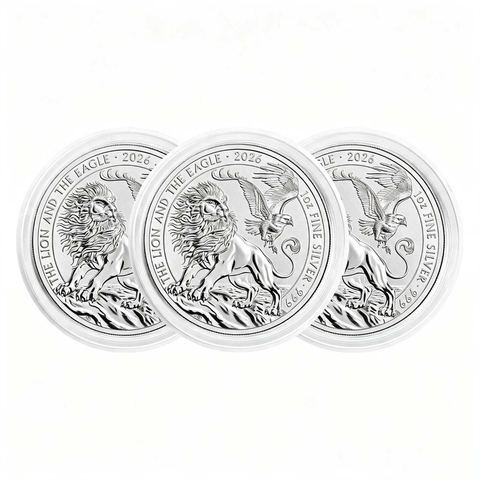 3pcs 2026 Great Britain Lion and Eagle 1 oz .999 Fine Silver Coin