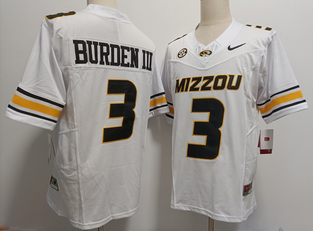 3 Colors Luther Burden III 3# Missouri Tigers Jersey All Stitched