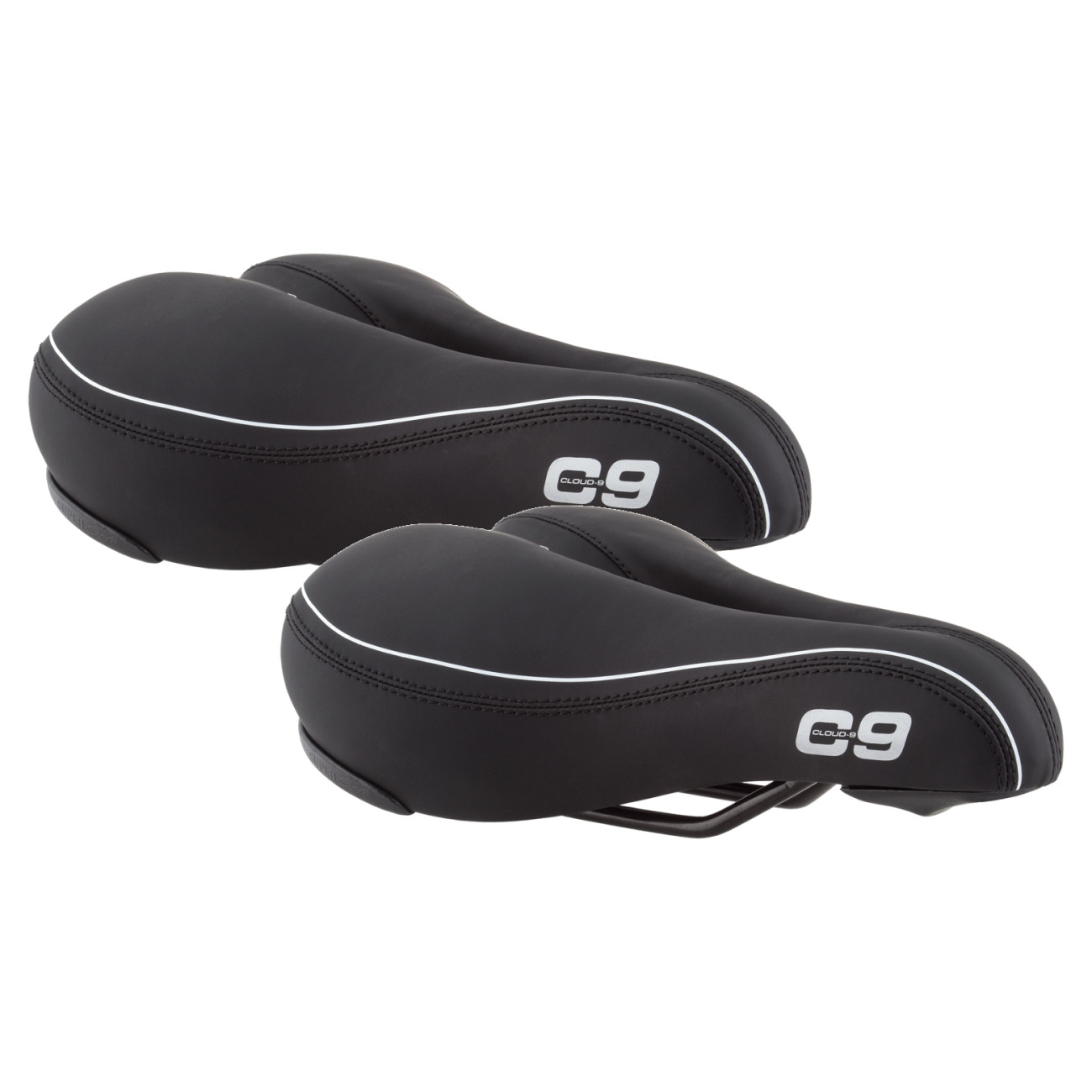 Cloud-9 Unisex Comfort Bicycle Seat Bundle - Vented Vinyl, Steel Rails, Soft