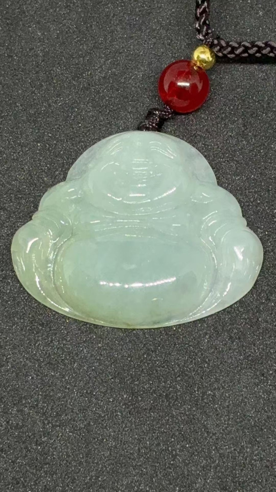 29mm Natural Jadeite Buddha Pendant with Necklace (E19)