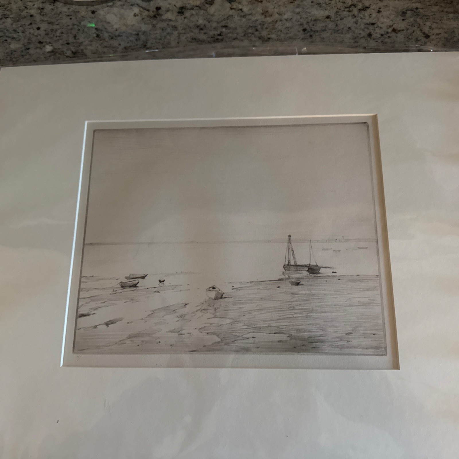 Robert Nisbet Etching Of Seashore With Boats Robert Nisbet Etching Of Seashore With Boats