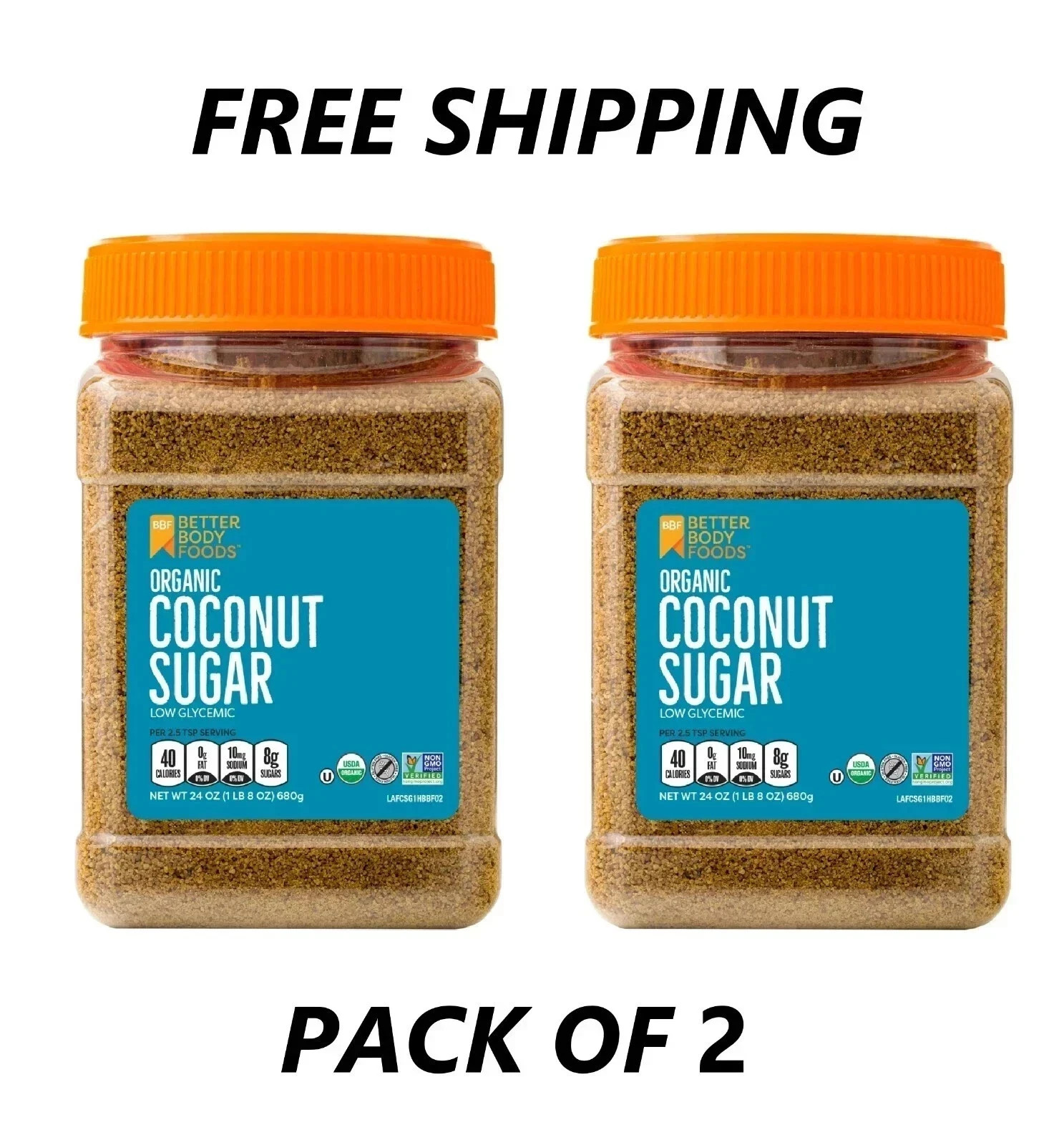 BetterBody Foods Organic Coconut Palm Sugar, 24 Oz New 2 Pack With BetterBody Foods Organic Coconut Palm Sugar, 24 Oz New 2 Pack With