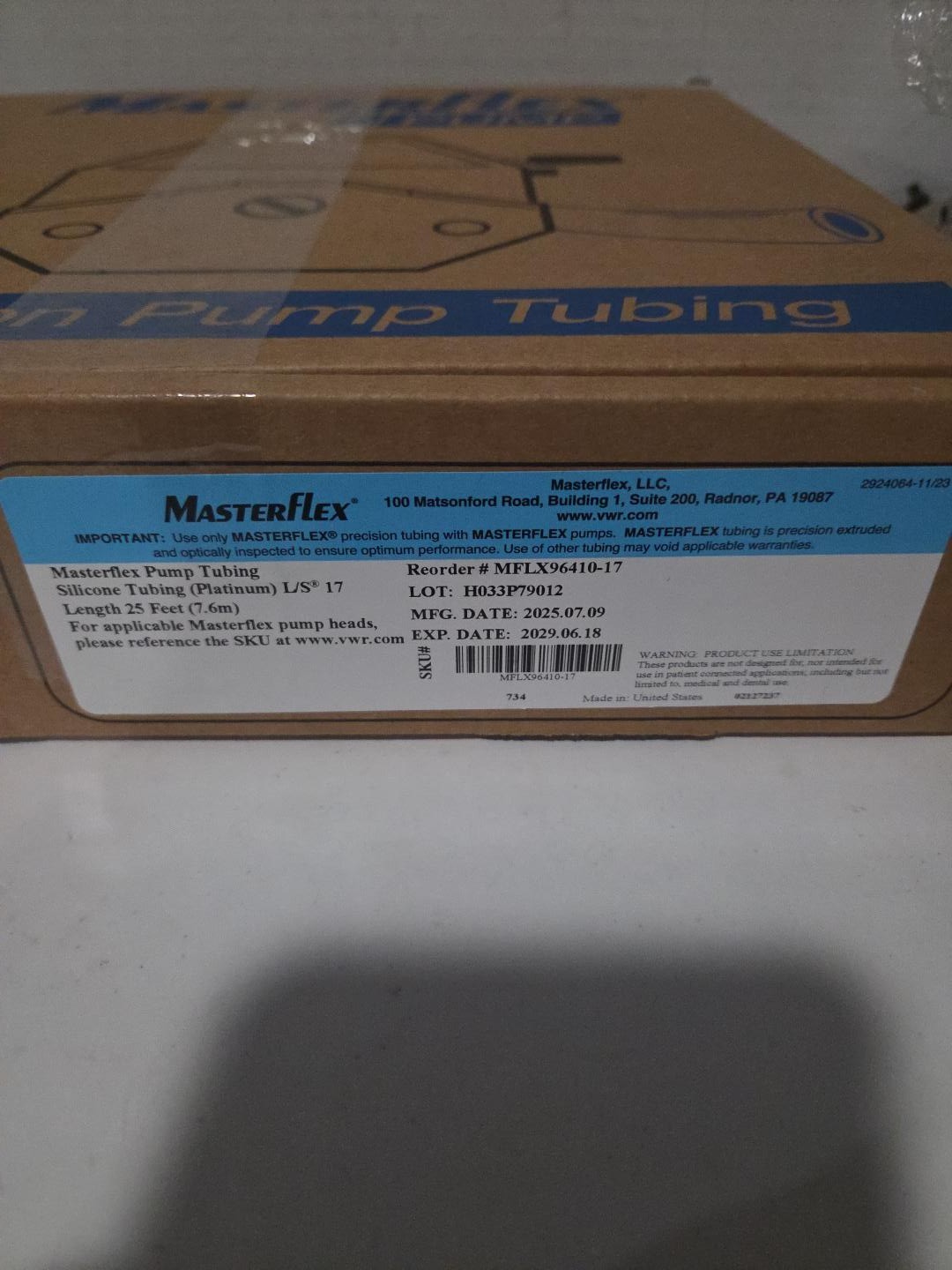 Masterflex MFLX96410-17 L/S 17 Platinum Silicone Pump Tubing 25 Ft Exp 2029 Masterflex MFLX96410-17 L/S 17 Platinum Silicone Pump Tubing 25 Ft Exp 2029
