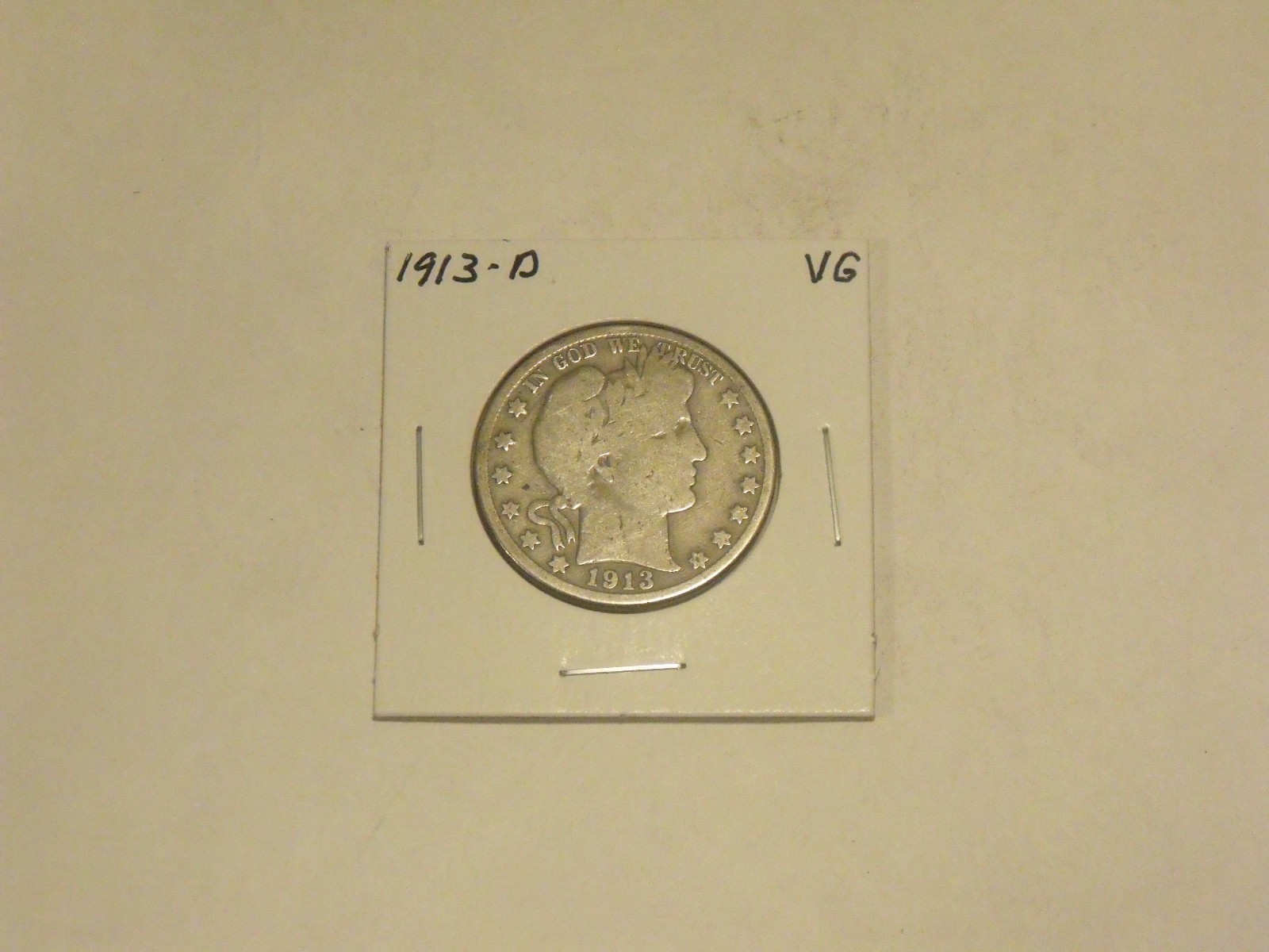 1913-D  Silver Barber Half Dollar  in Very Good  condition  Nice Coin