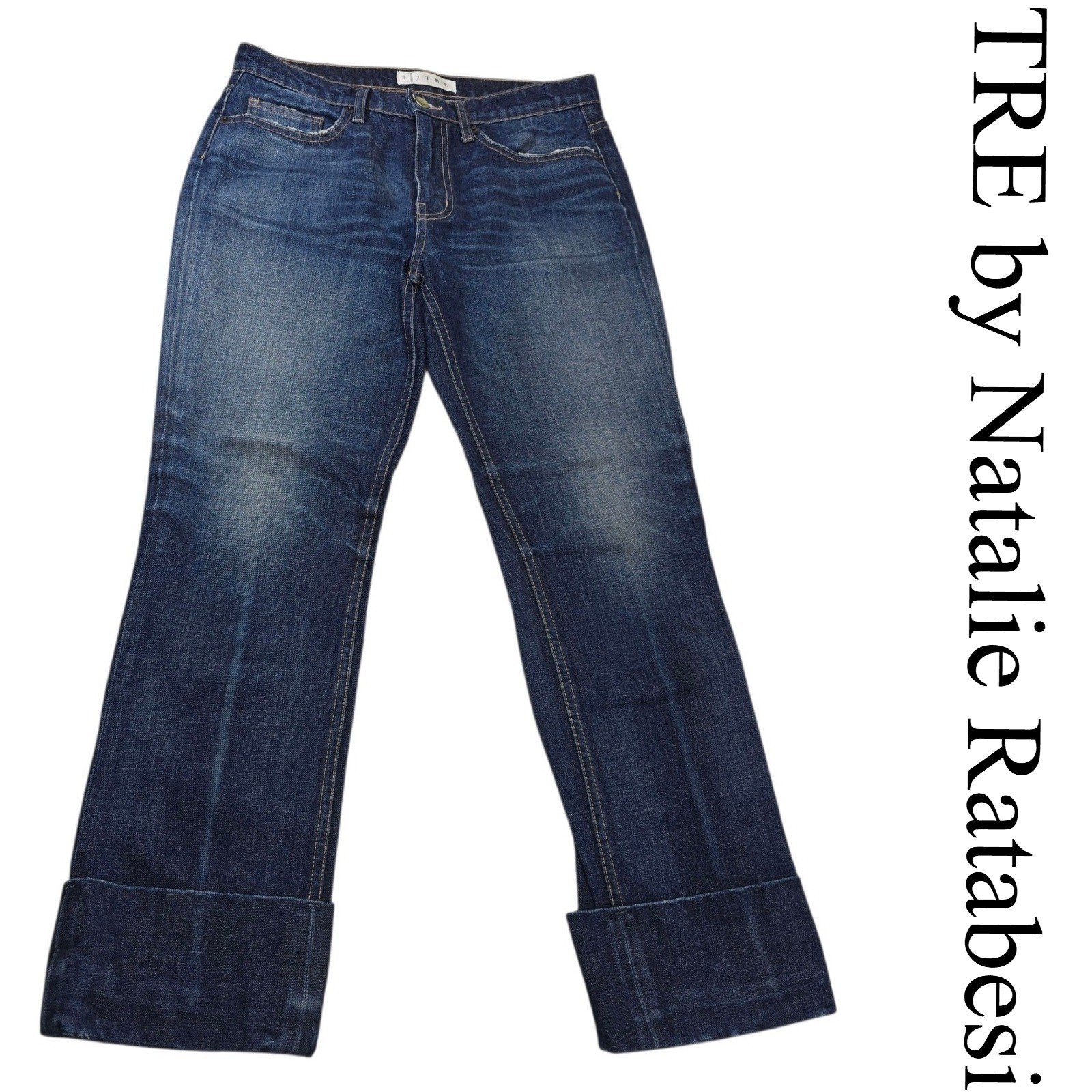 TRE by Natalie Ratabesi Jeans Womens Size 30 Dark Wash Denim Cropped Cuff