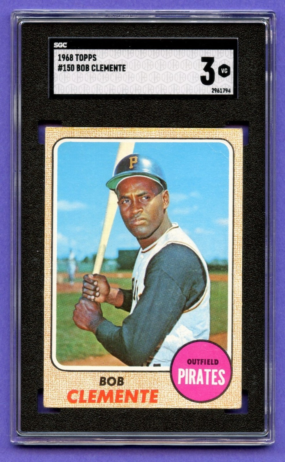 1968 Topps Roberto Clemente #150 Pirates Centered Graded SGC VG 3 1968 Topps Roberto Clemente #150 Pirates Centered Graded SGC VG 3