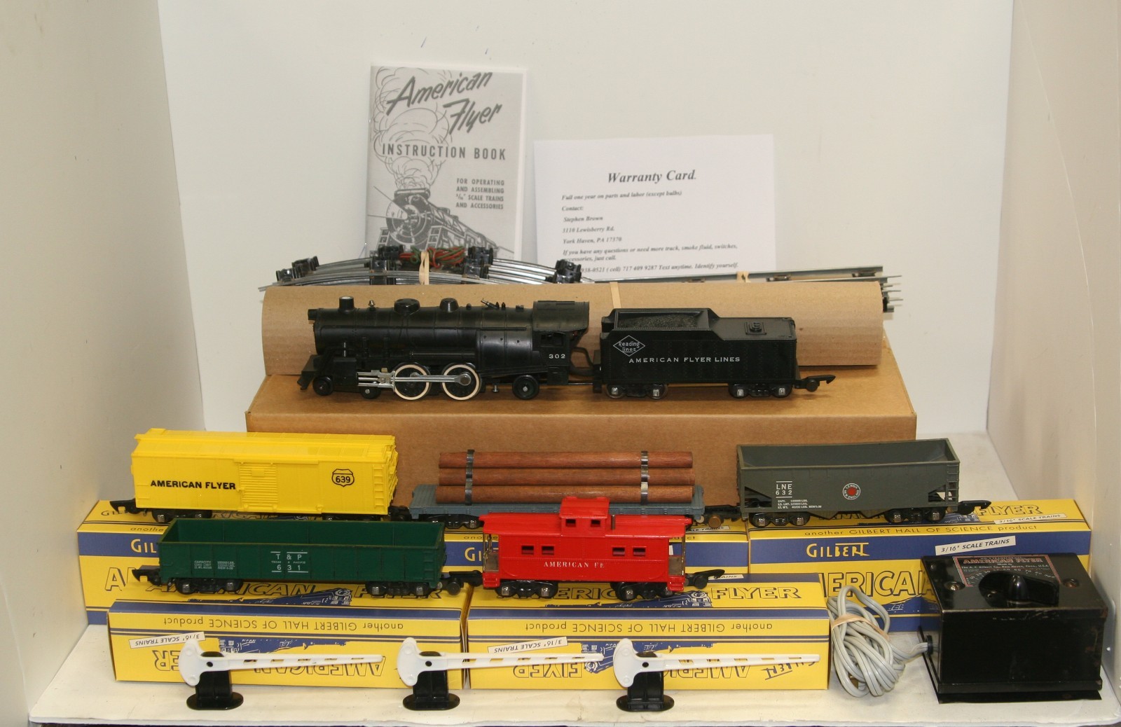 AC Gilbert American Flyer S Gauge Steam Freight Train Set with One Year warranty